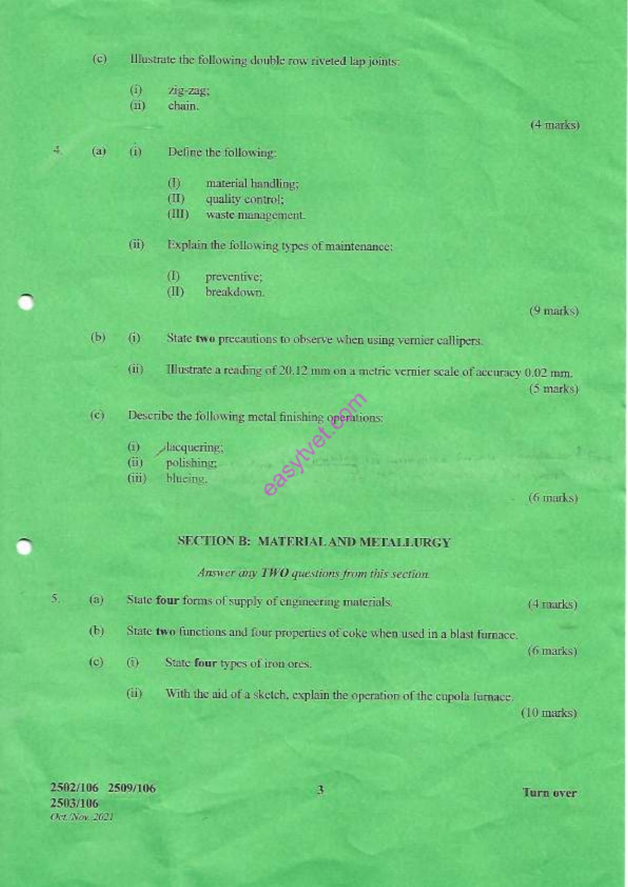 Woreshop Technology., Materials and Metallurgy (2021) — page 3 of 4