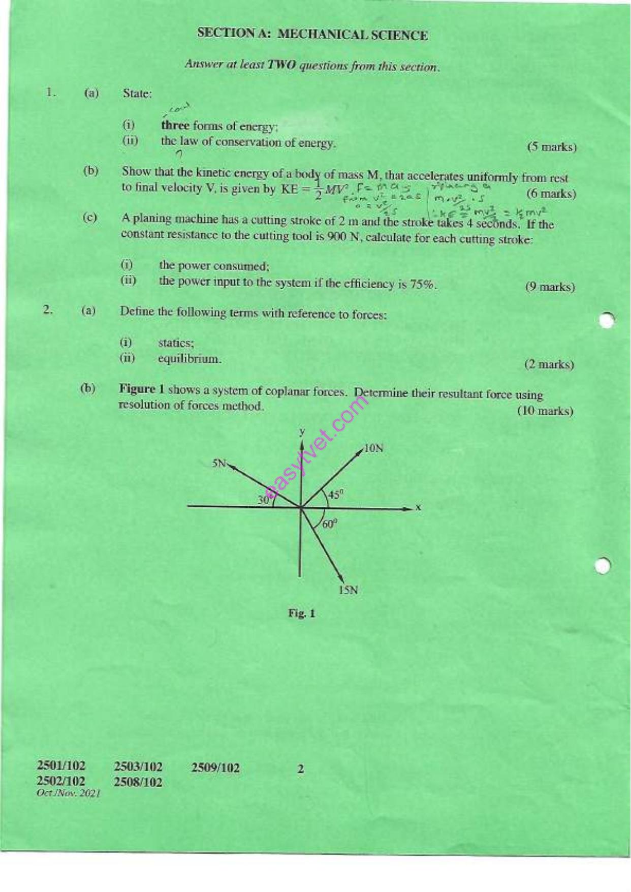 Mechamnical Sctence, Electrical and Electronic Princifles (2021) — page 2 of 6