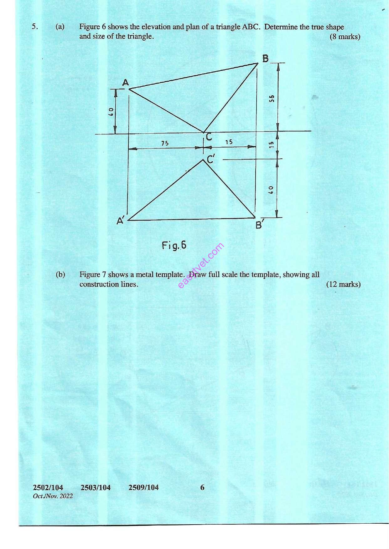 Engineering Drawing I (2022) — page 6 of 7