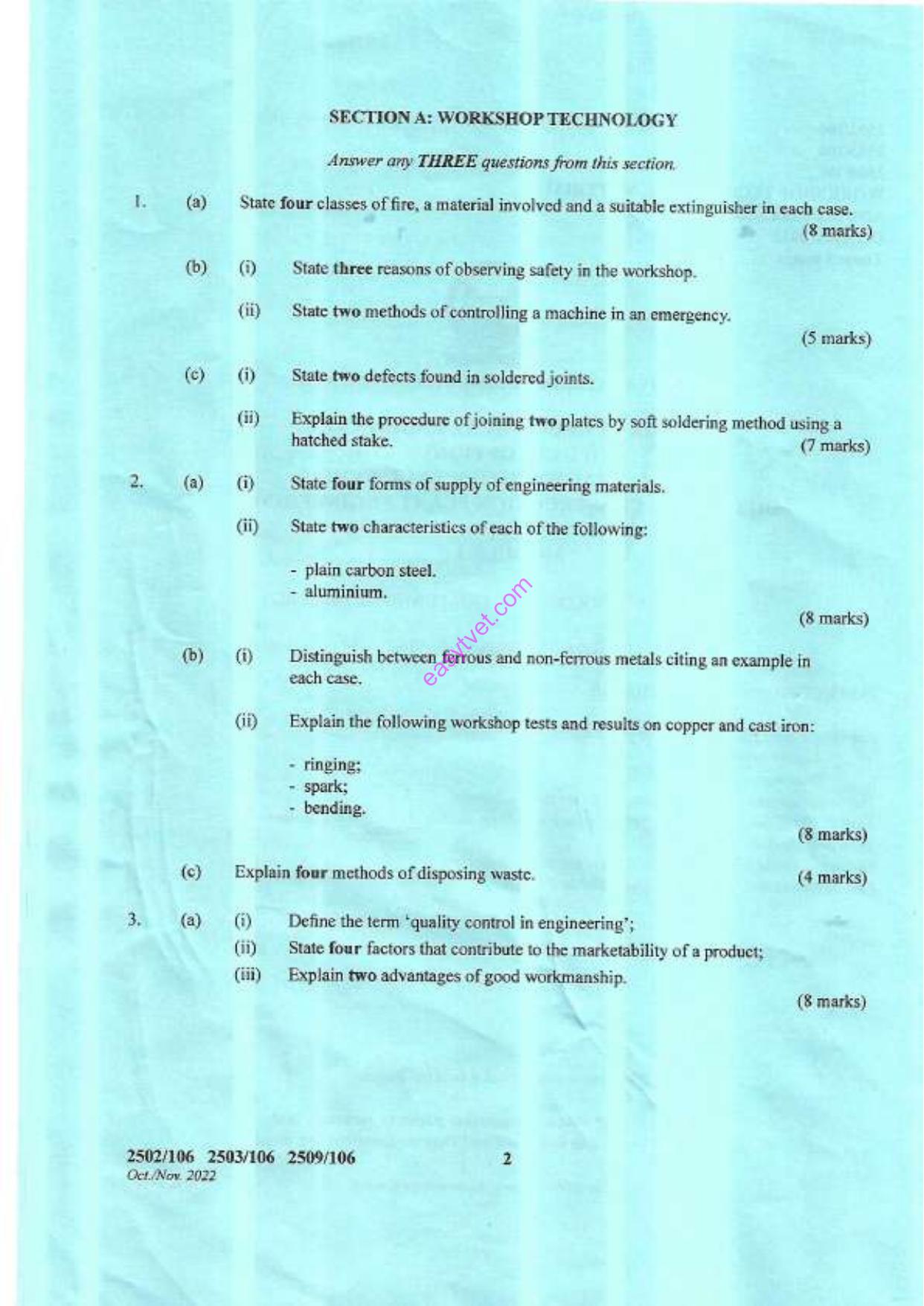 Workshop Technology, Materials and Metallurgy (2022) — page 2 of 4