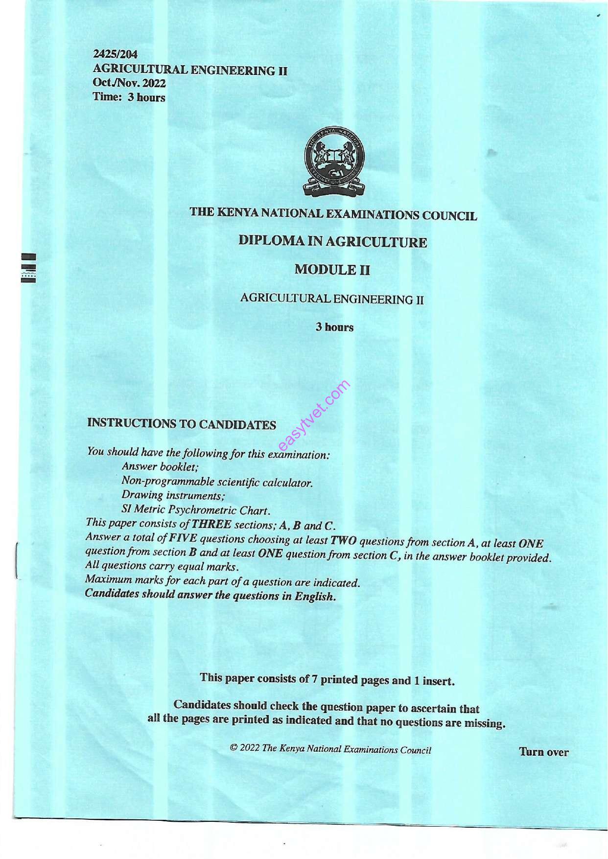 Agricultural Engineering Ii (2022) — page 1 of 7