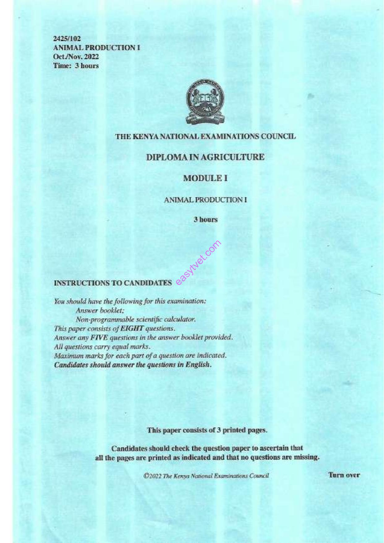 Animalproduction I (2022) — page 1 of 3