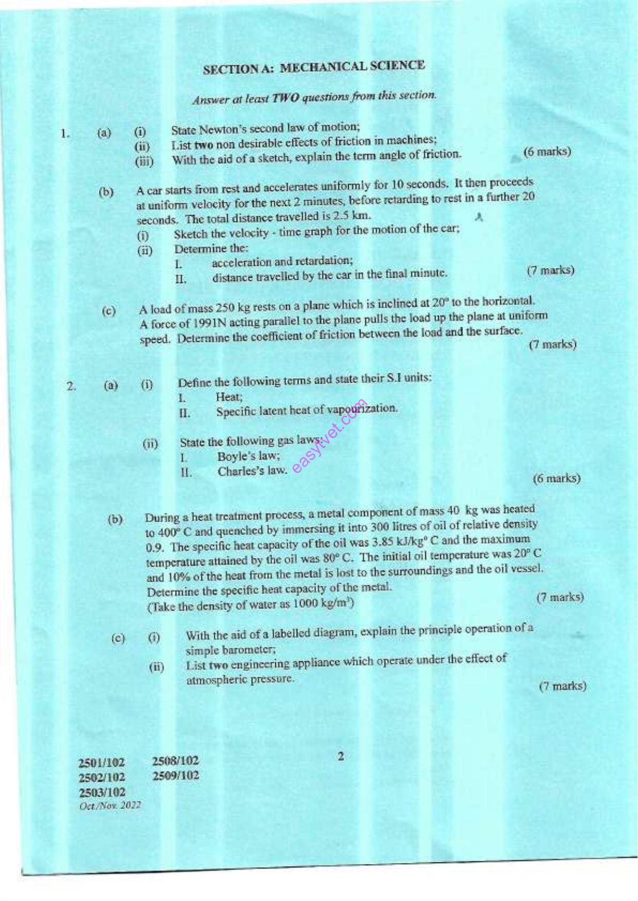 Mechanical Science and Electiulia'i- and Electronics Principles (2022) — page 2 of 6