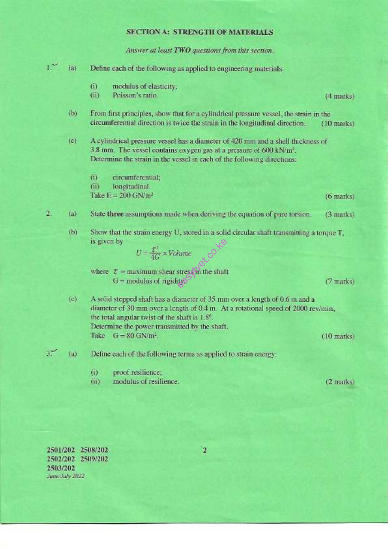 Stremngth of Materials Andmechanics of Machines (2022) — page 2 of 6