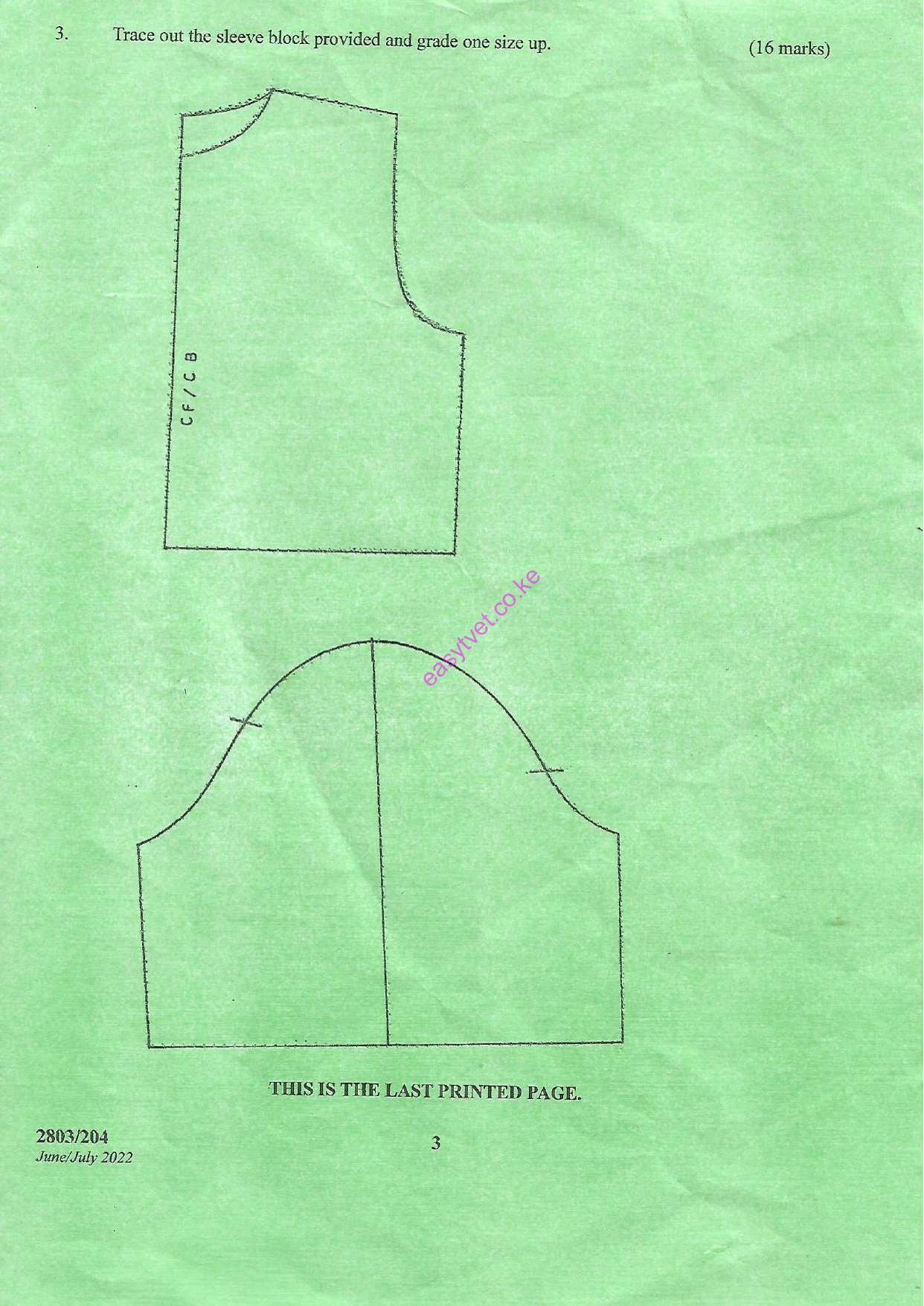 Pattern Construction Ii and Grading Techniques I Practical (2022) — page 3 of 3