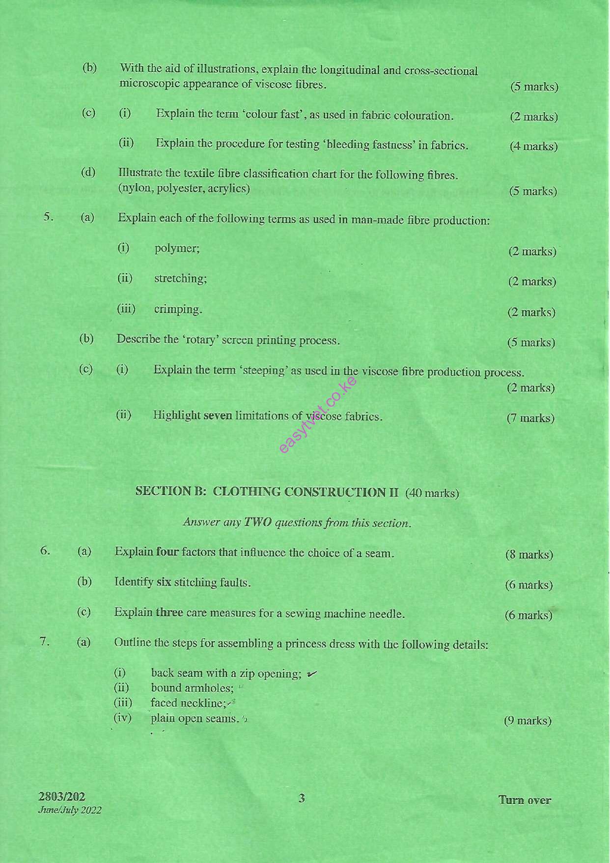 Textile Science Ii and Clothing Construction Ii Theory (2022) — page 3 of 4
