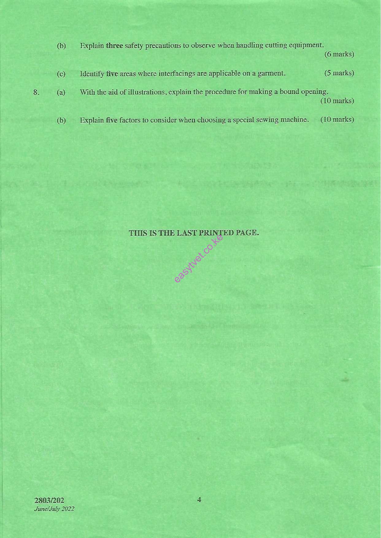 Textile Science Ii and Clothing Construction Ii Theory (2022) — page 4 of 4