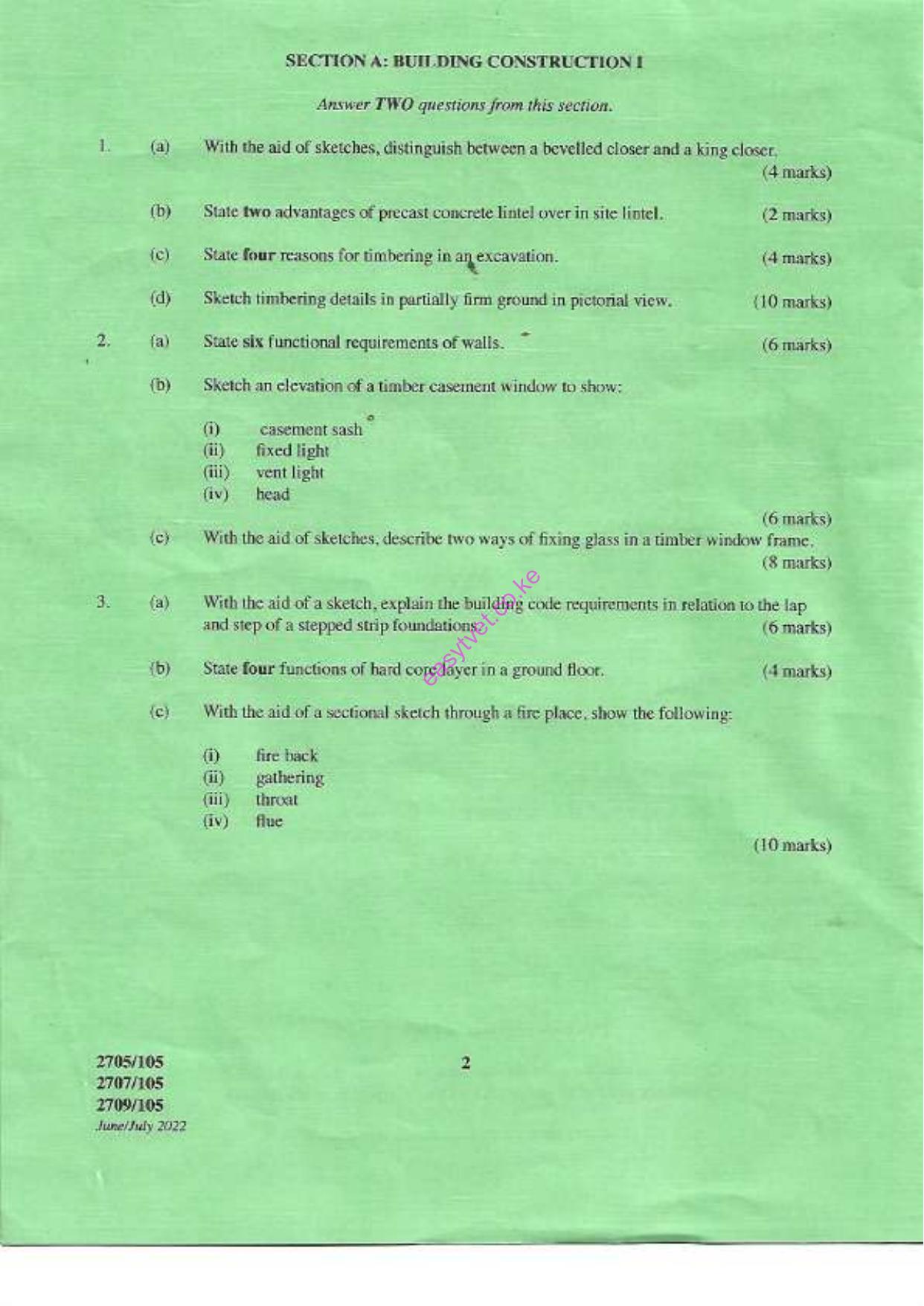 Bullding Constructhon 1, Techntcal Drawing and Construction Plant (2022) — page 2 of 7