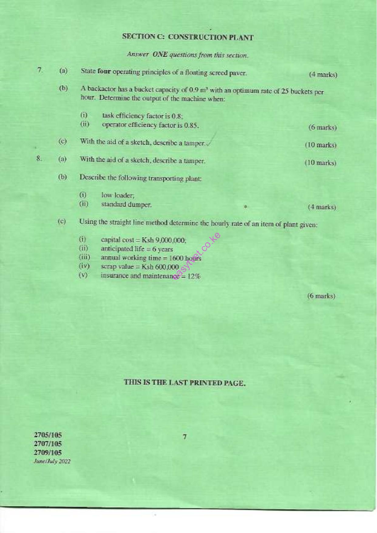 Bullding Constructhon 1, Techntcal Drawing and Construction Plant (2022) — page 7 of 7