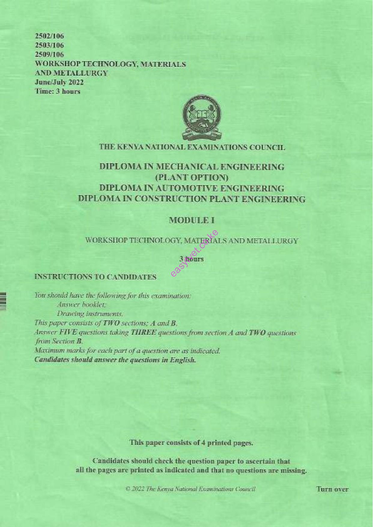 Difloma in Construction Plant Engineering (2022) — page 1 of 4