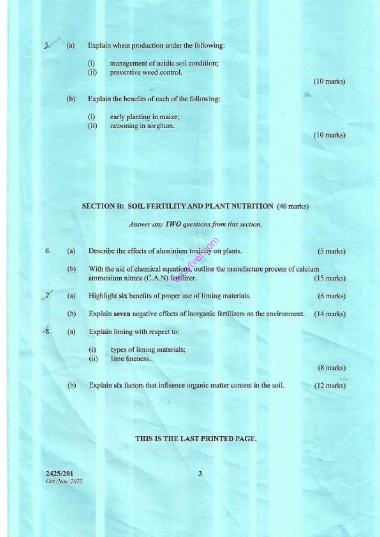 Crop Producttion I, Soil Fertility and Plant Nutrition (2022) — page 3 of 3