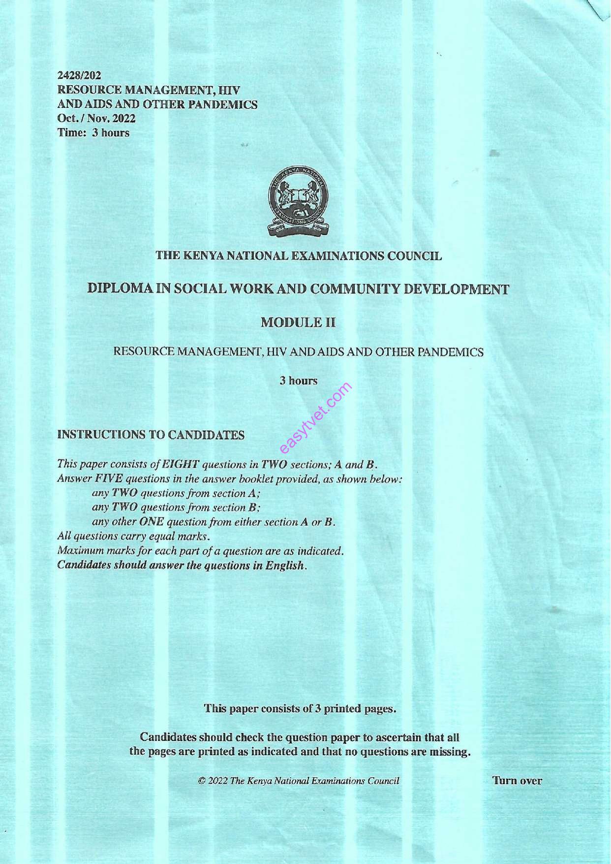 Resource Management, Hiv and Aids and Other Pandemics (2022) — page 1 of 3