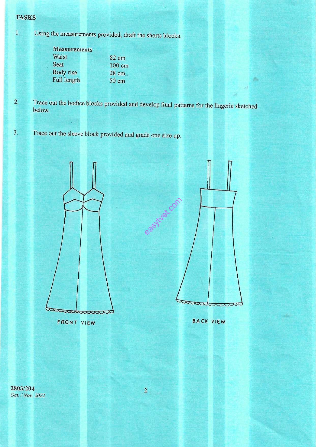 Pattern Construction Ii and Grading Techniques I Practical (2022) — page 2 of 4