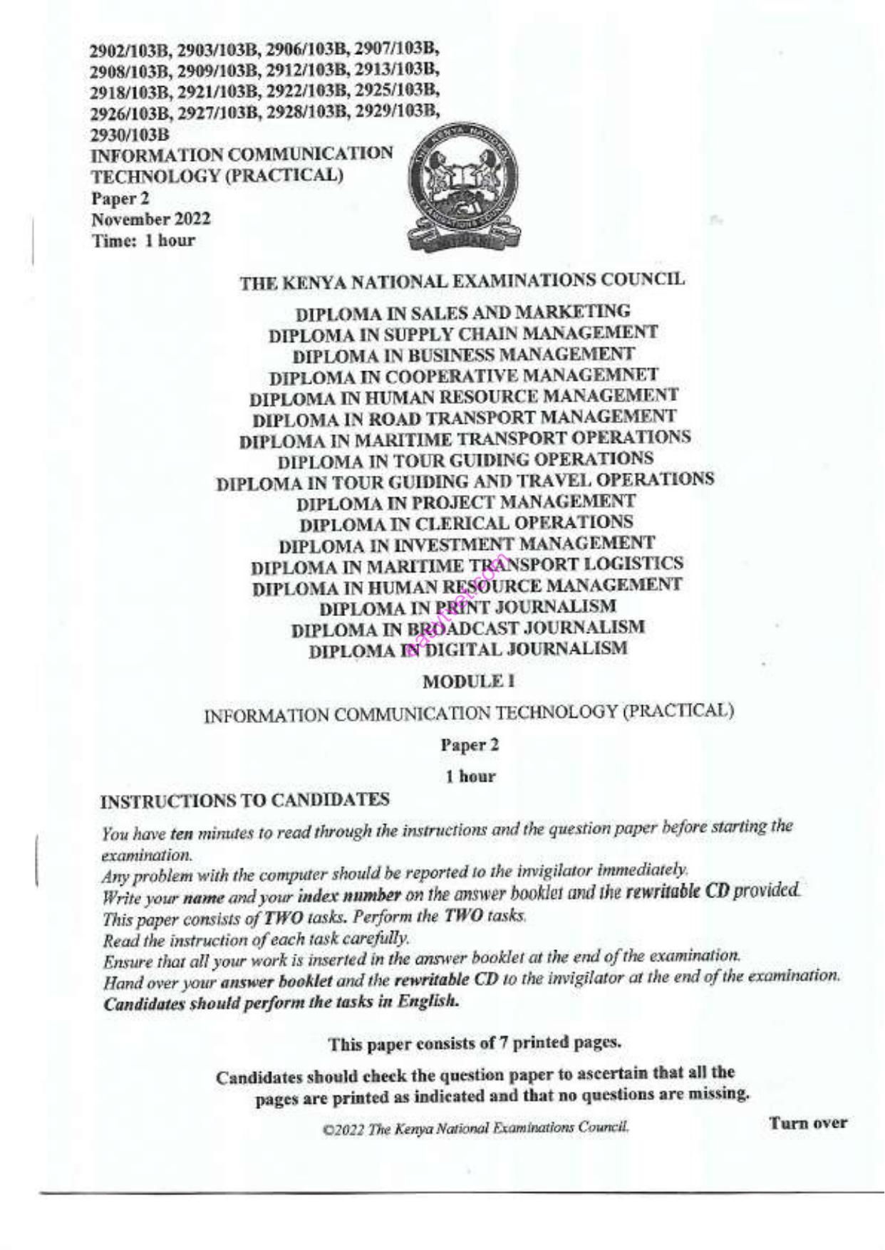 Diploma in Human Resource Management (2002) — page 1 of 7