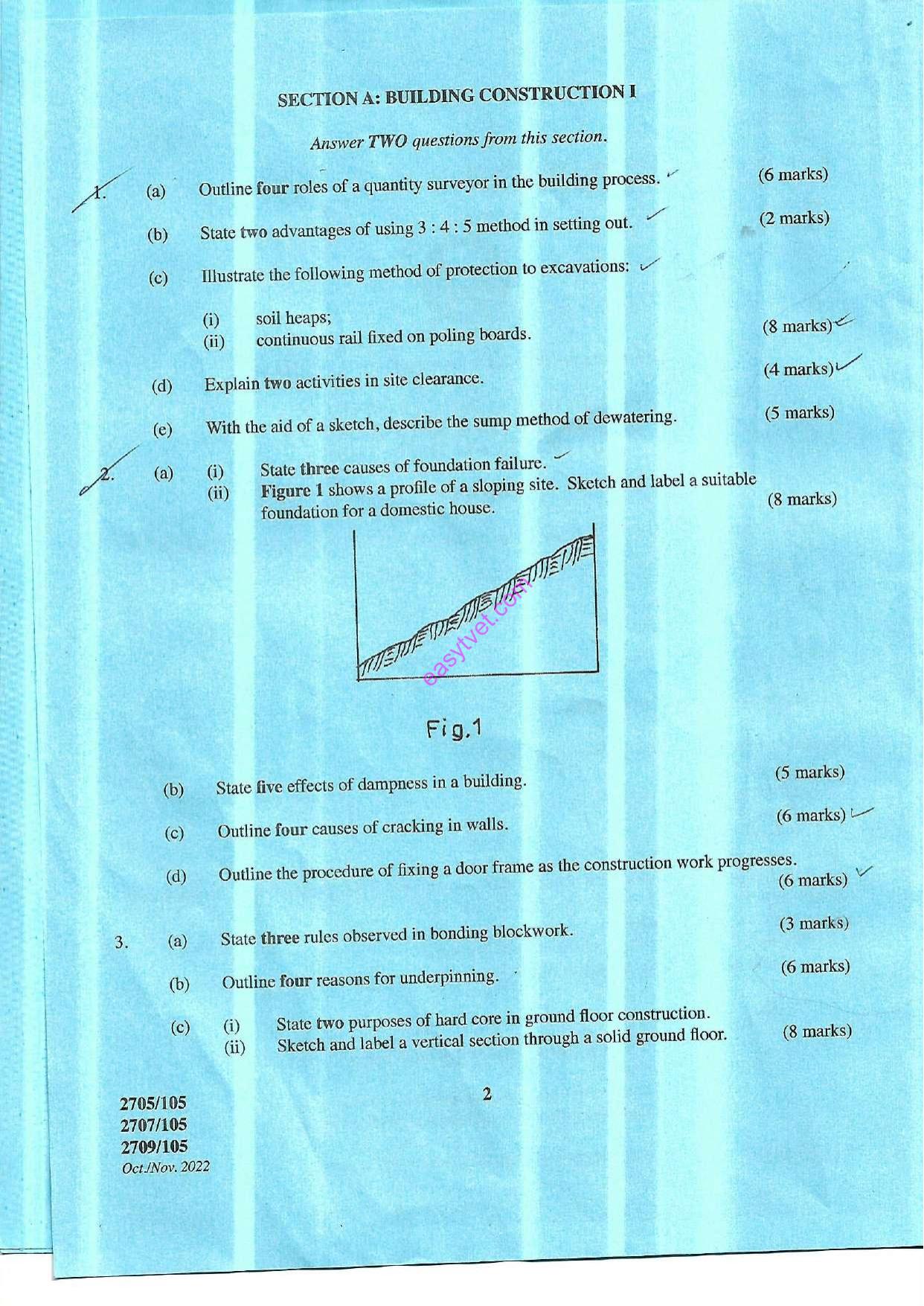 Building Construction I, Technical Drawing and Construction Plant (2022) — page 2 of 5