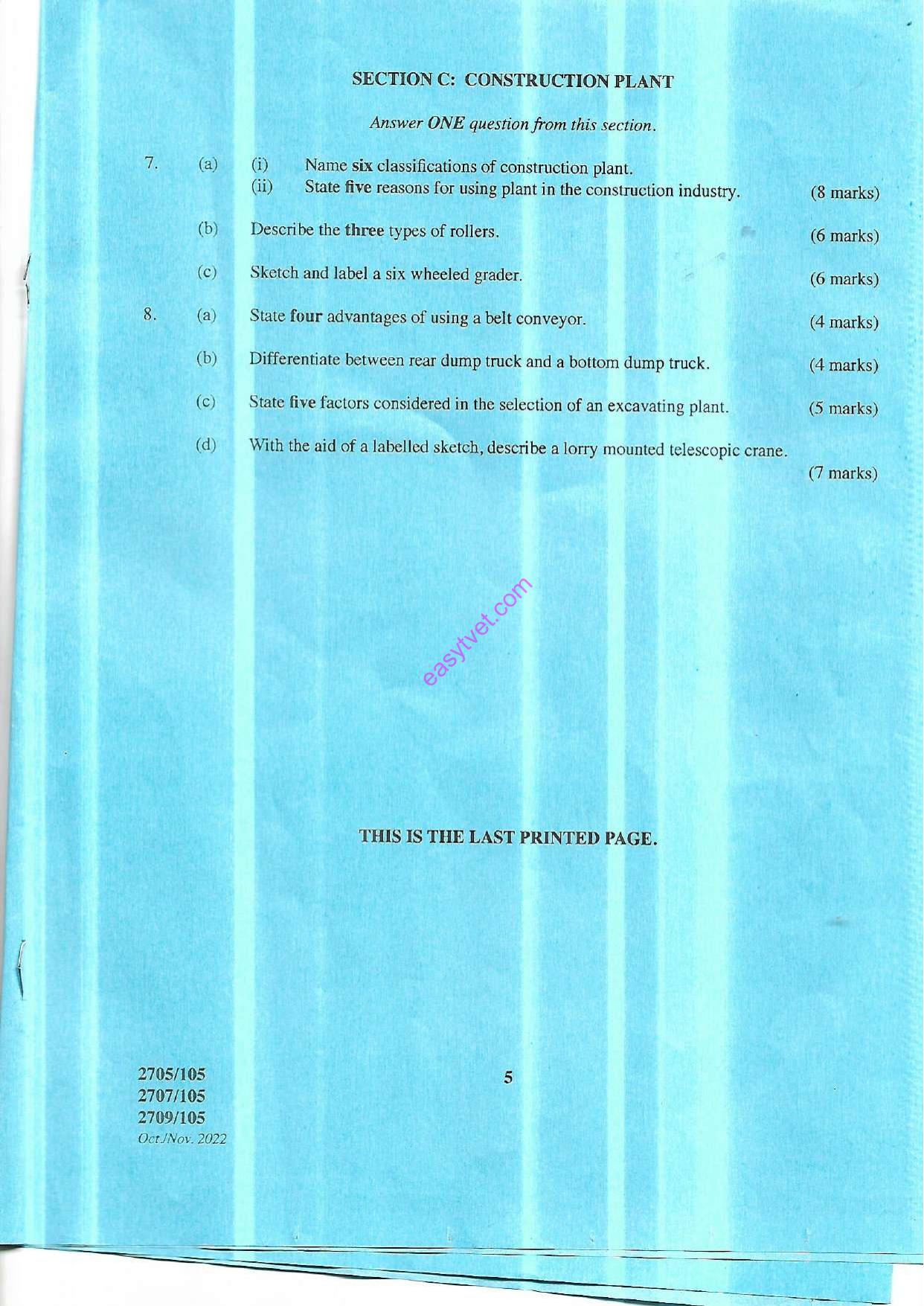 Building Construction I, Technical Drawing and Construction Plant (2022) — page 5 of 5