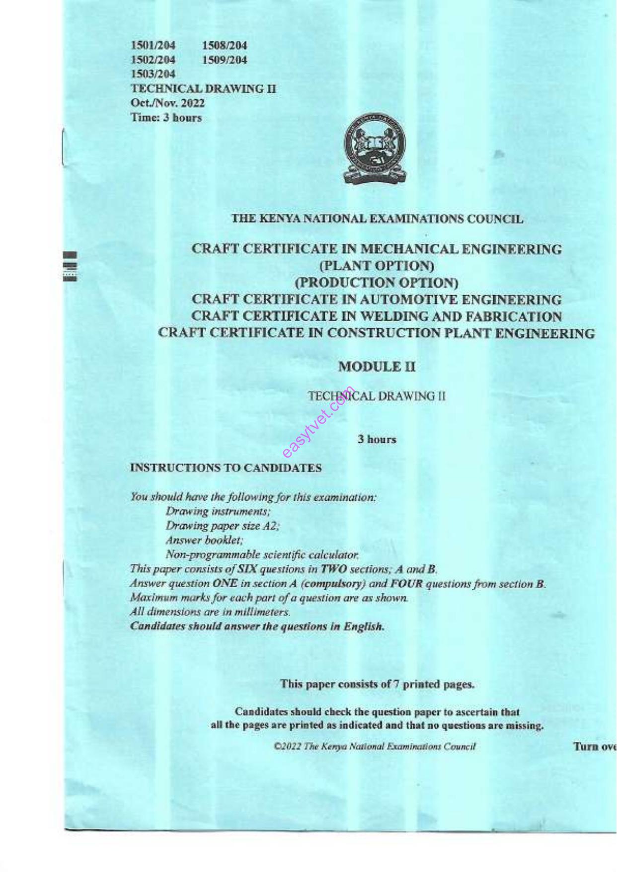 Craft Certificate in Construction Plant Engineering (2022) — page 1 of 7