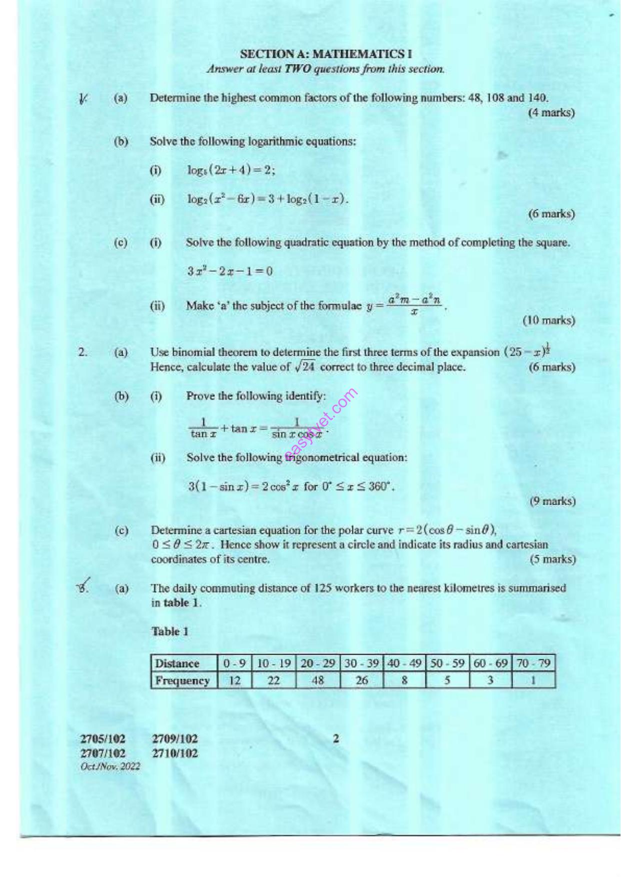 Mathematics 1 and Phy Sical Science (2022) — page 2 of 6
