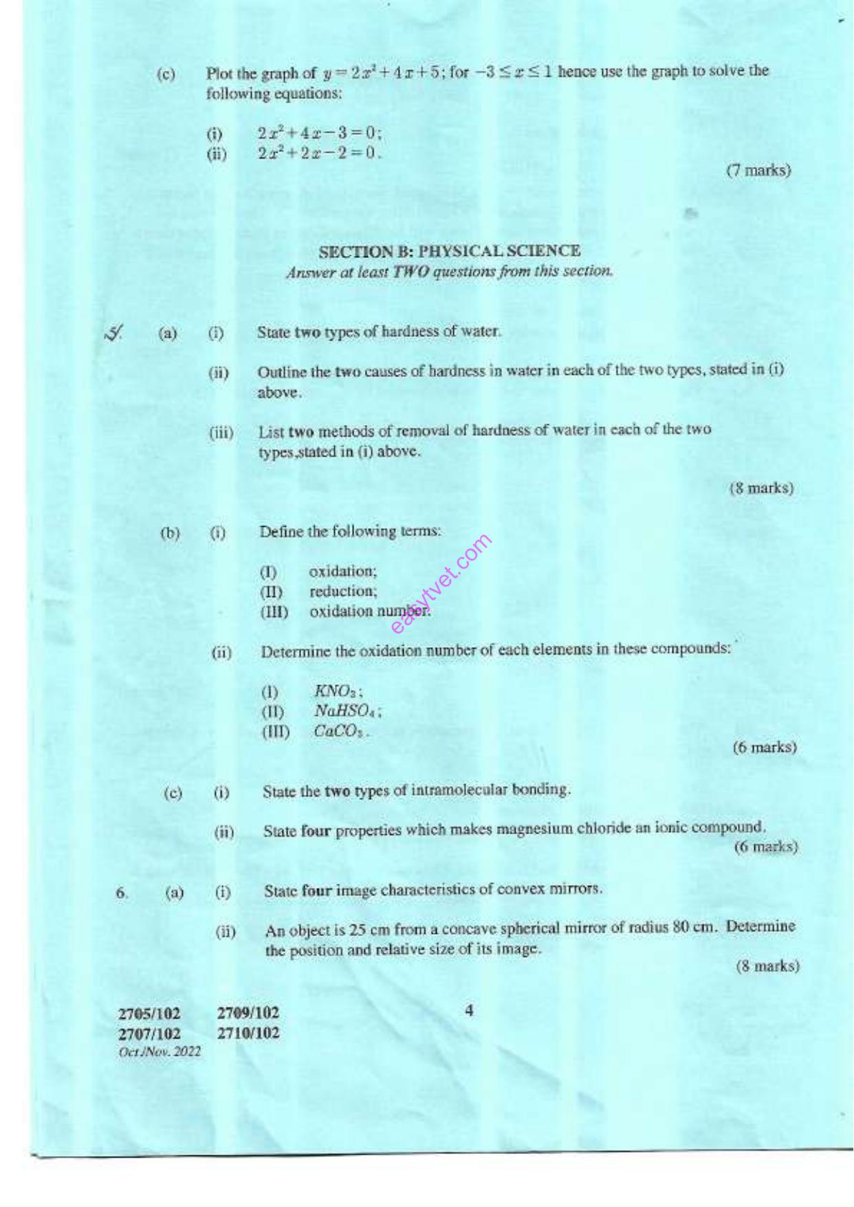 Mathematics 1 and Phy Sical Science (2022) — page 4 of 6