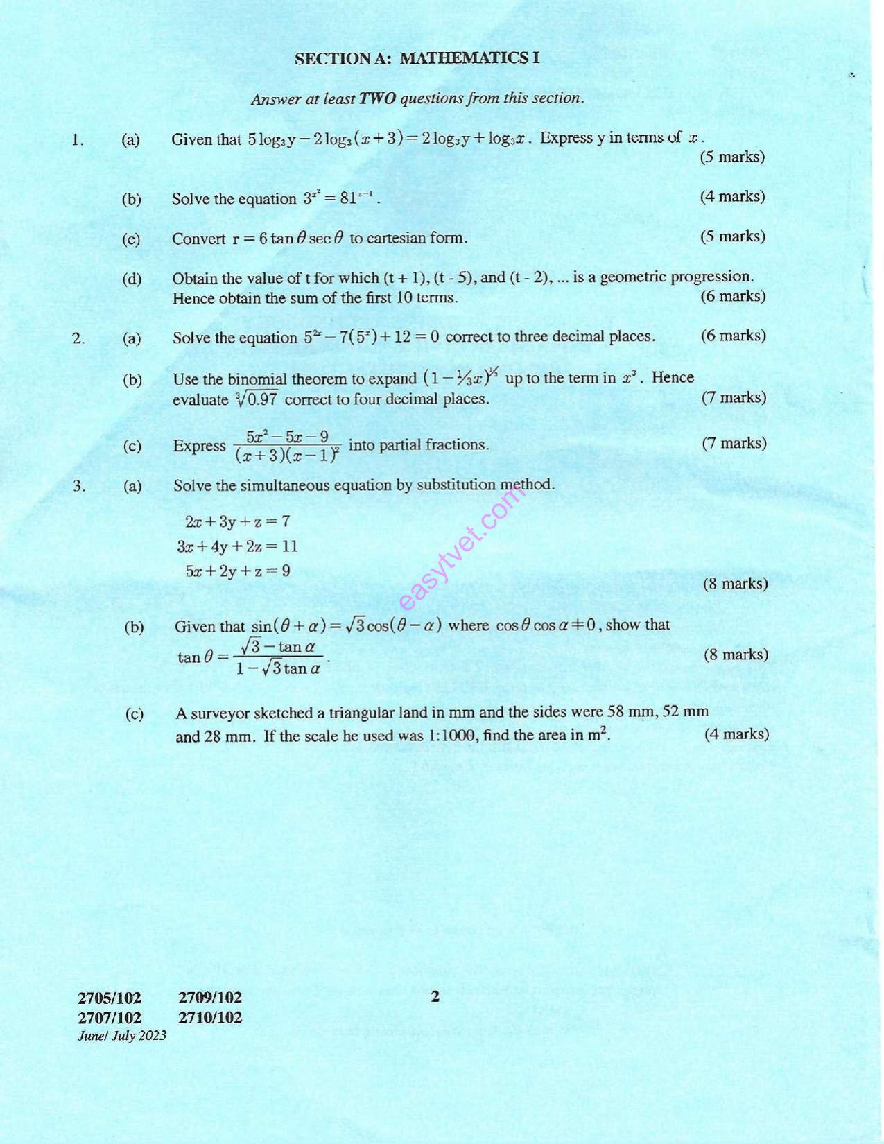 Mathematics 1 and Physical Science (2023) — page 2 of 5