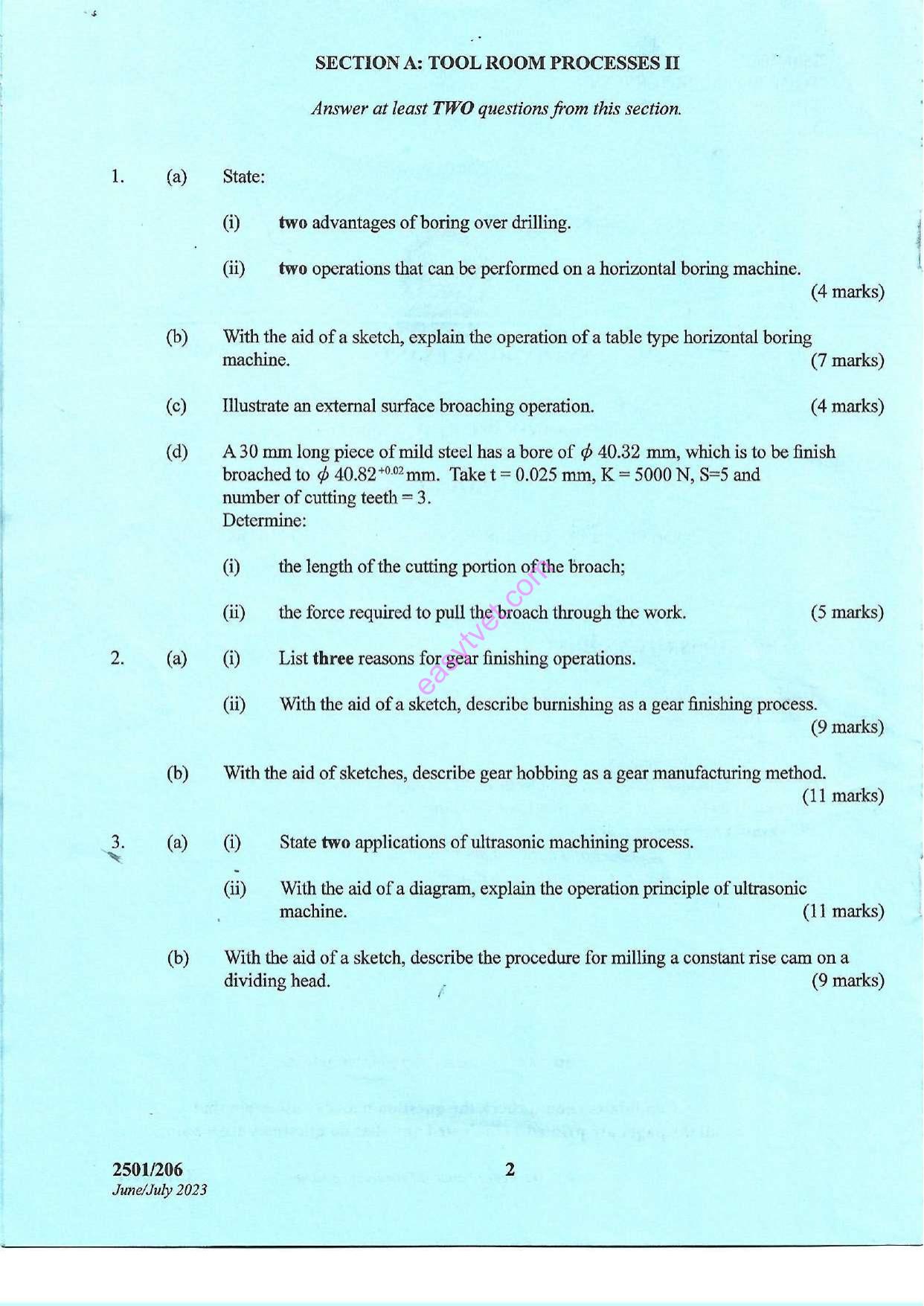 Tool Room Processes Technology Ii and Metrology (2023) — page 2 of 5