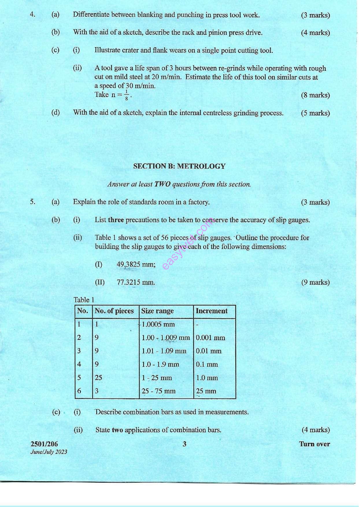Tool Room Processes Technology Ii and Metrology (2023) — page 3 of 5