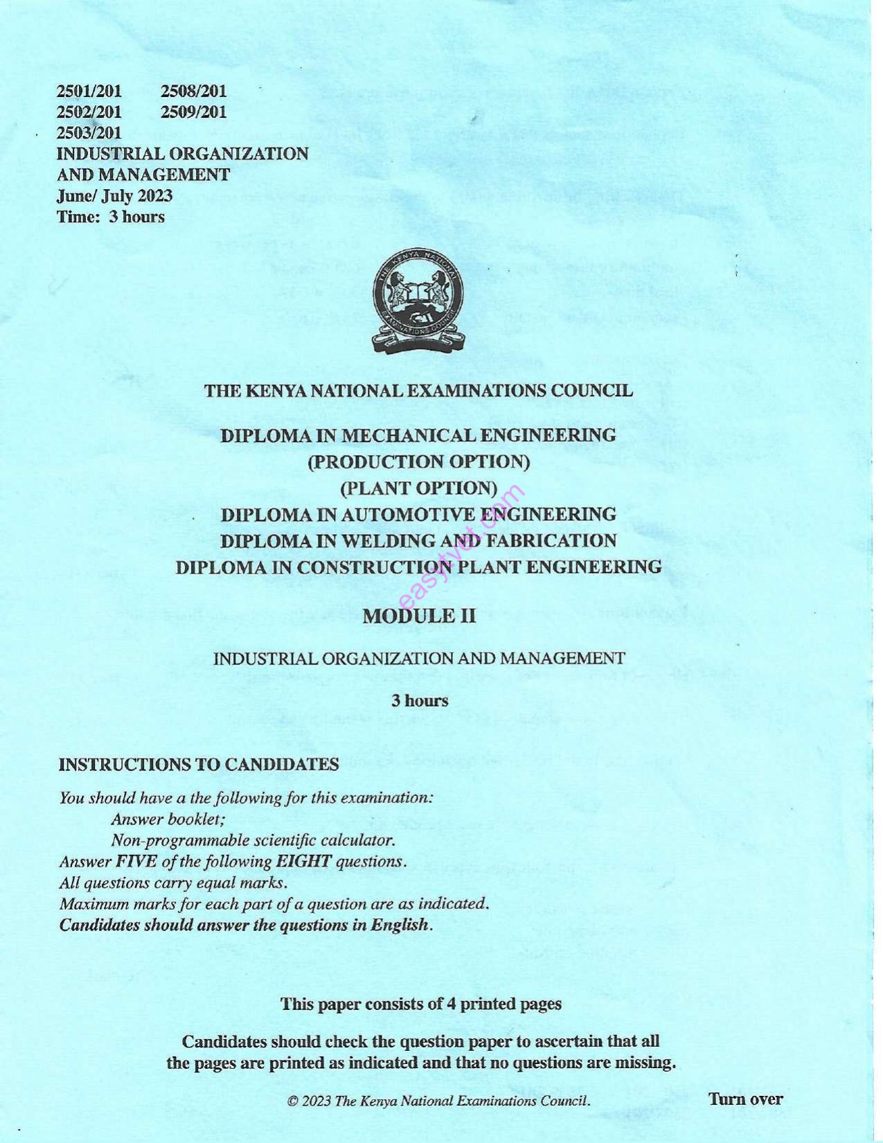 Diploma in Construction Plant Engineering (2023) — page 1 of 4