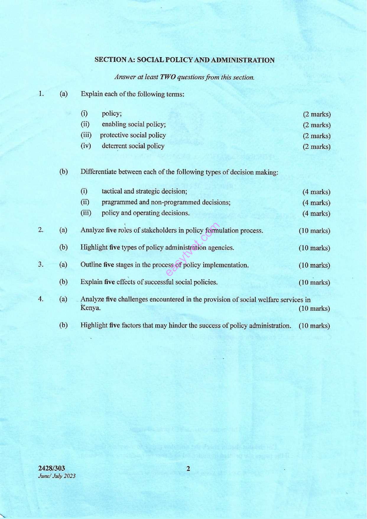 Social Policy, Administration and Disaster Management (2023) — page 2 of 3