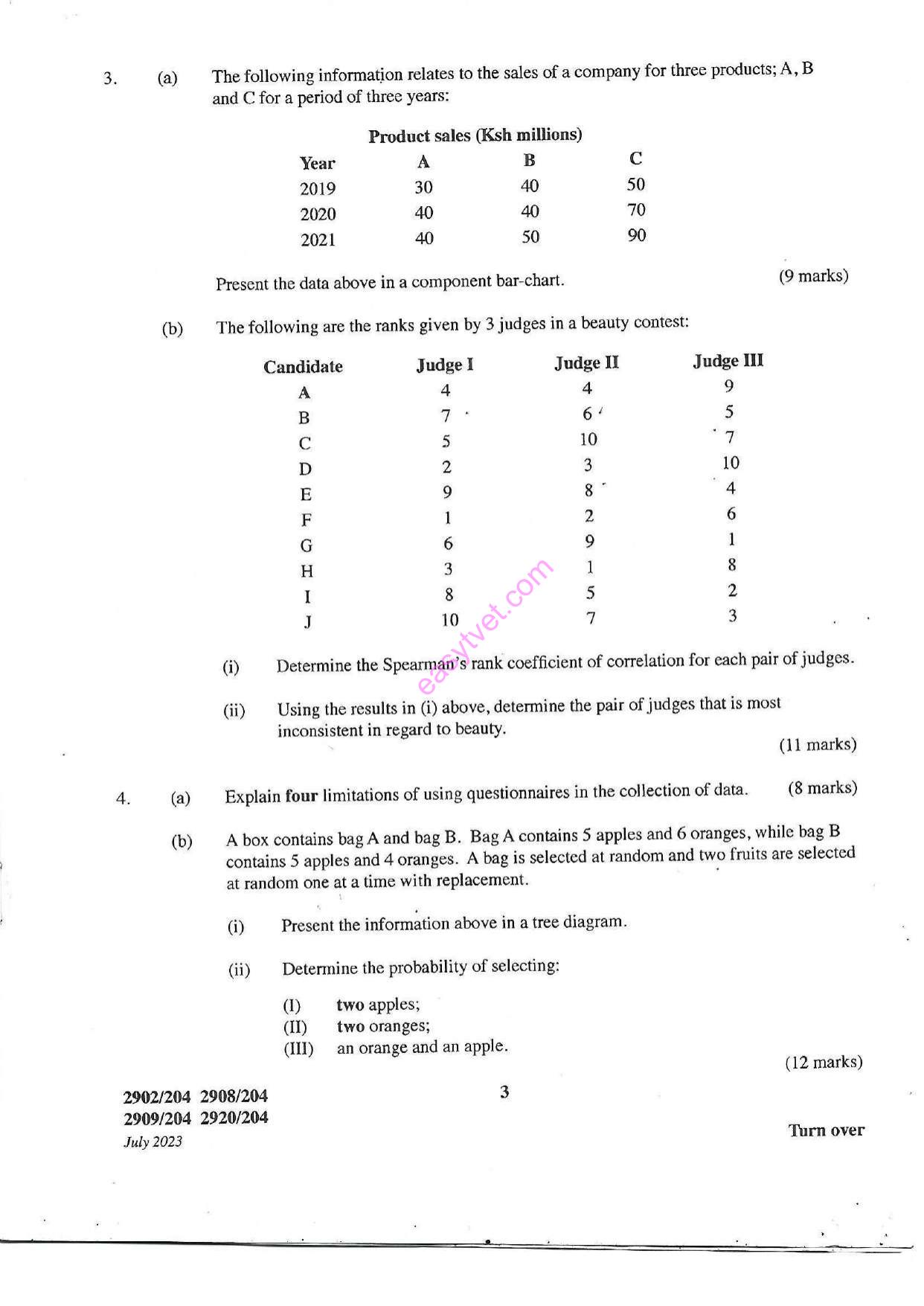 Quantitative Methods (2023) — page 3 of 5