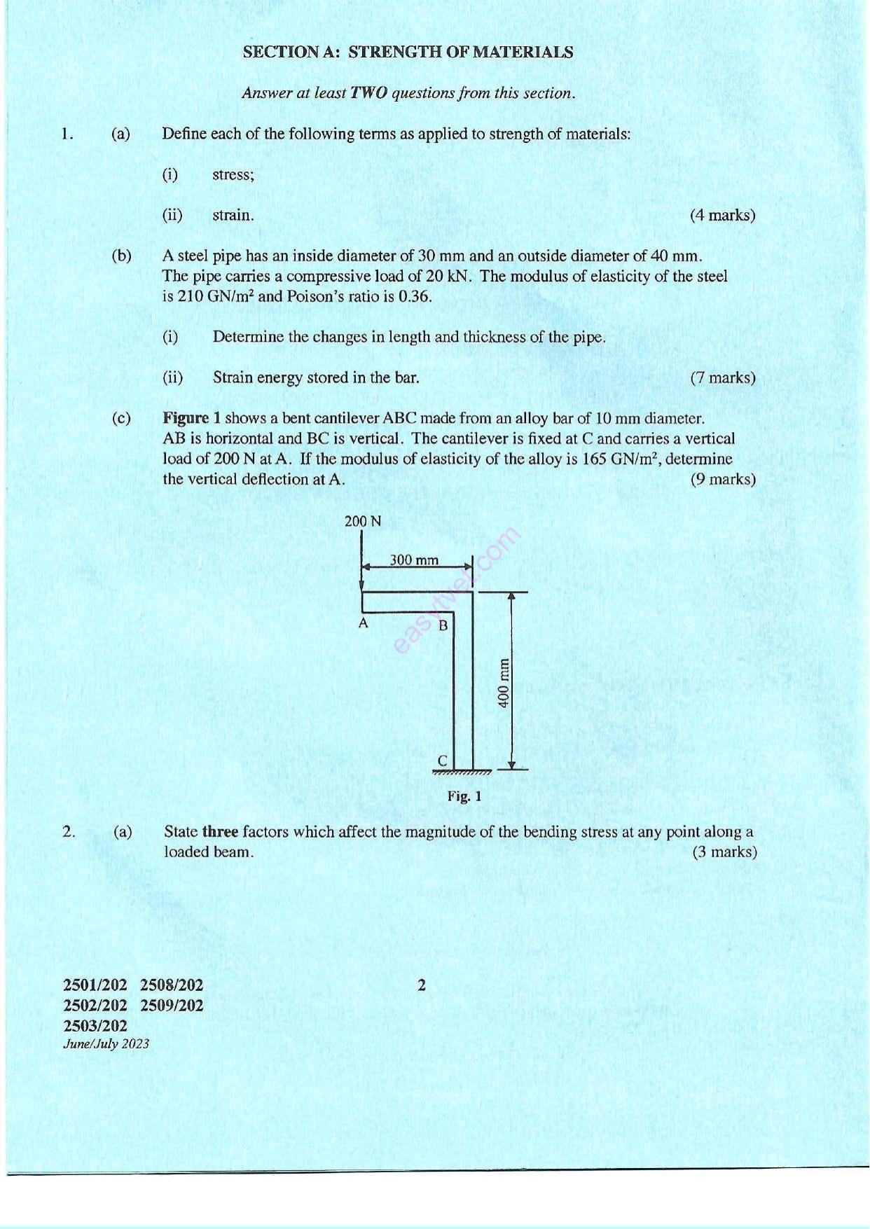 Strength of Materials and Mechanics of Machines (2023) — page 2 of 7