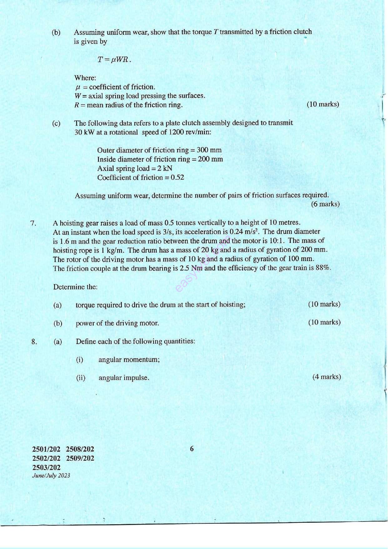 Strength of Materials and Mechanics of Machines (2023) — page 6 of 7