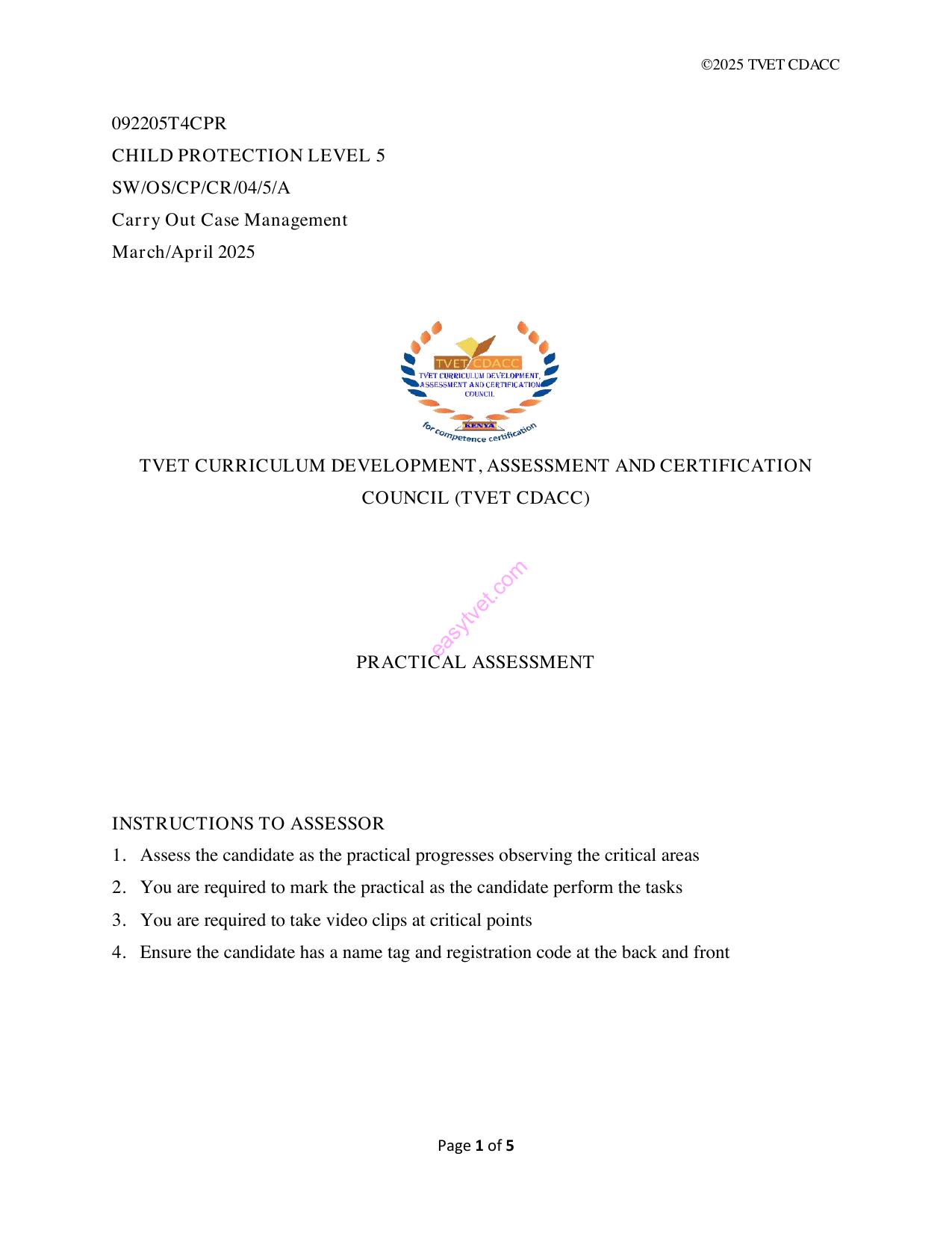 4 Ssessment and Certificationg — page 1 of 5