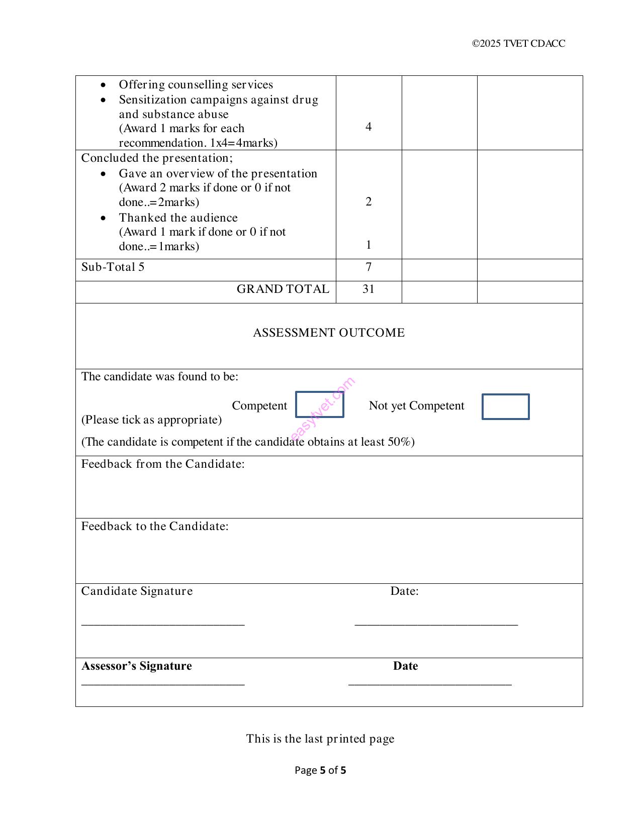 4 Ssessment and Certificationg — page 5 of 5