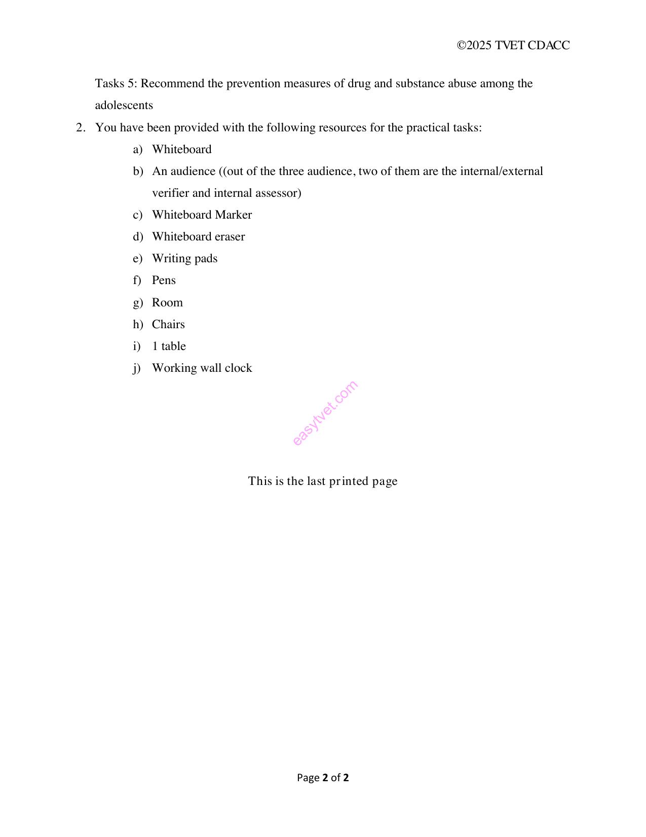 W 1 Ssessment and Certificationg — page 2 of 2