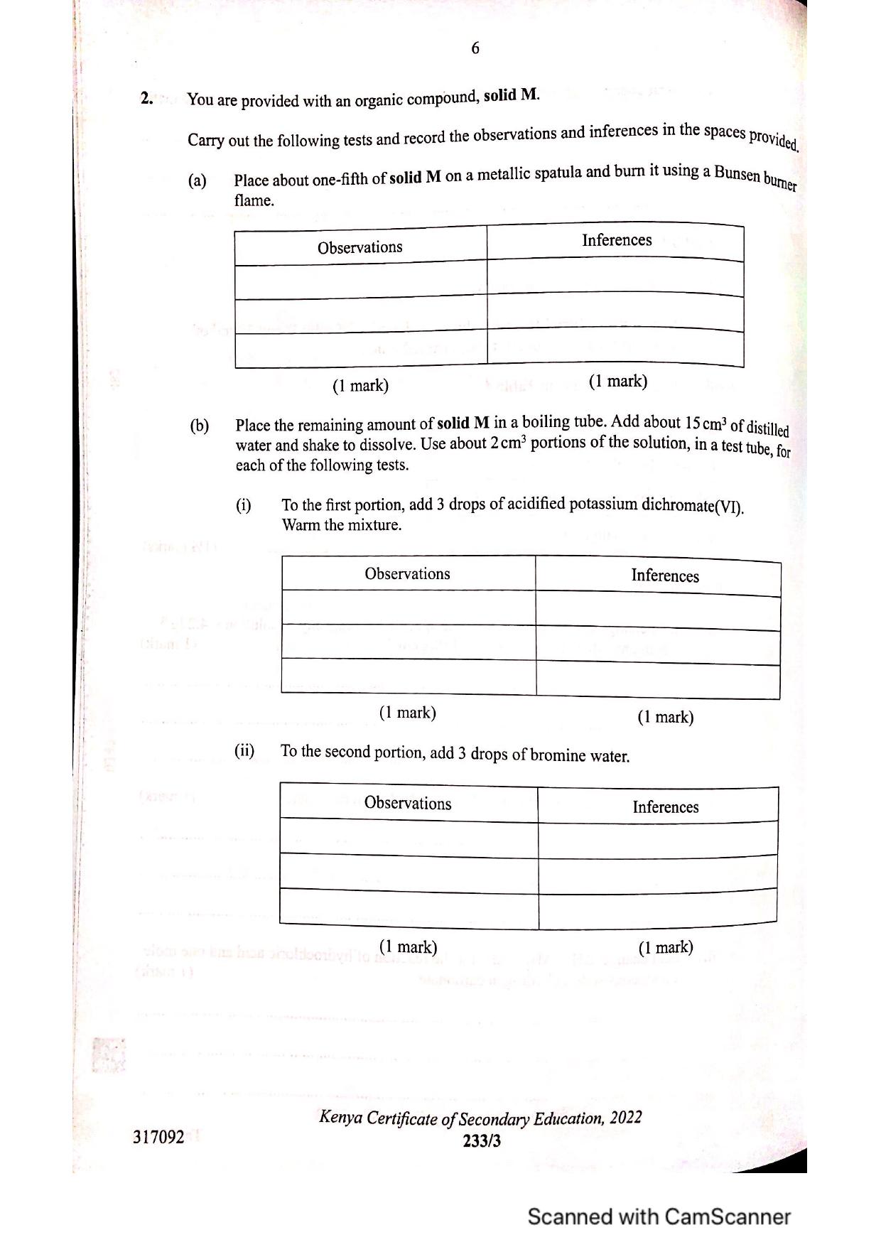 Chemistry Paper 3 — page 6 of 7