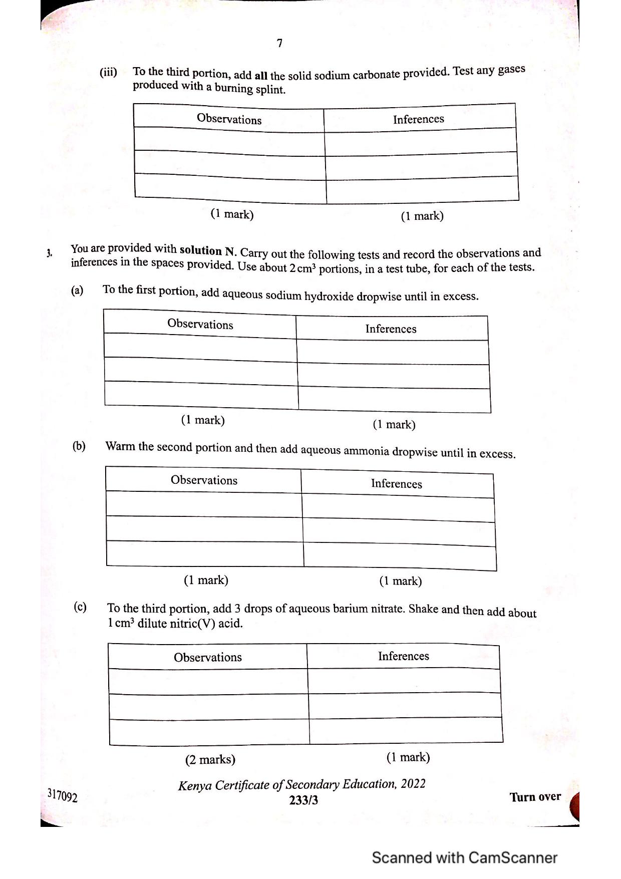 Chemistry Paper 3 — page 7 of 7