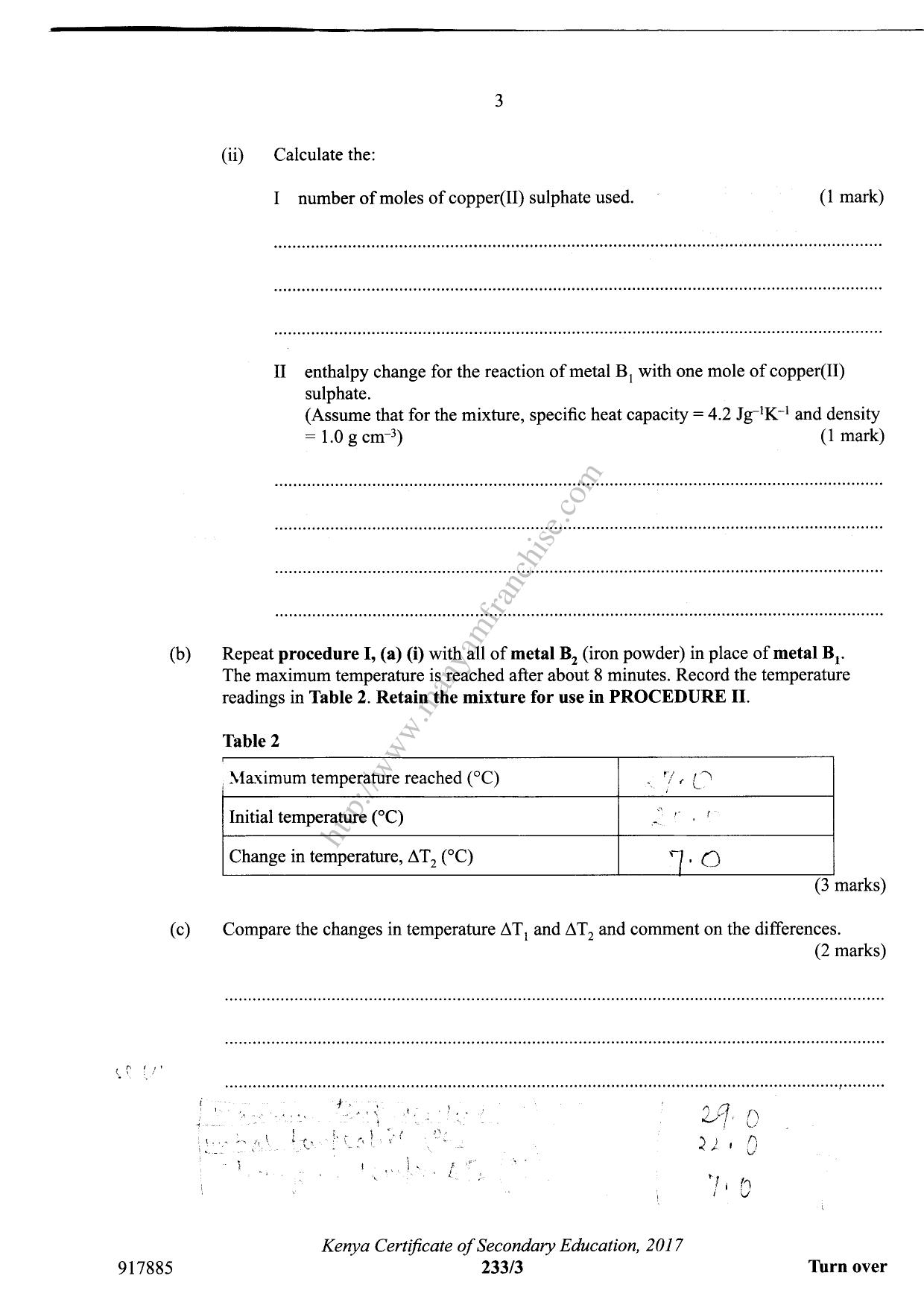 Chemistry KCSE Paper 3 (2017) — page 3 of 8
