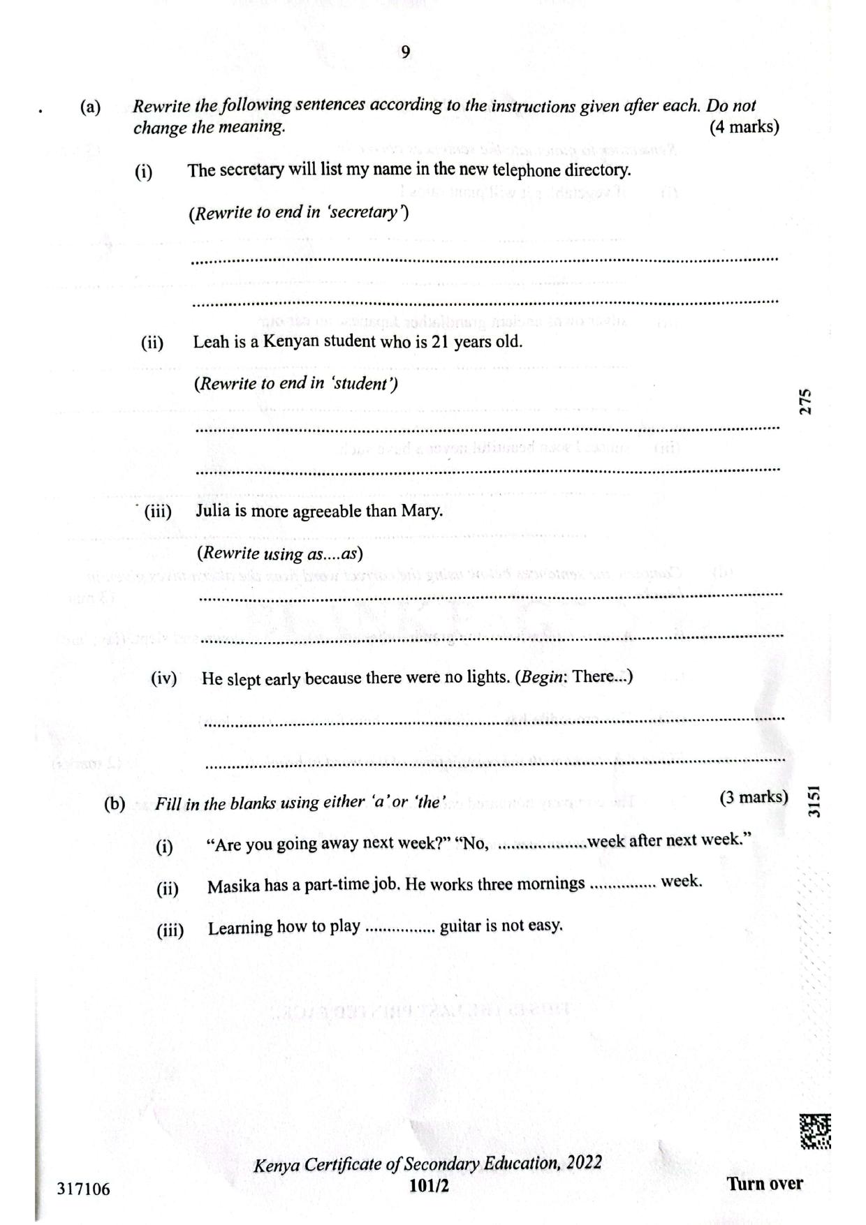English Paper 2 — page 9 of 10