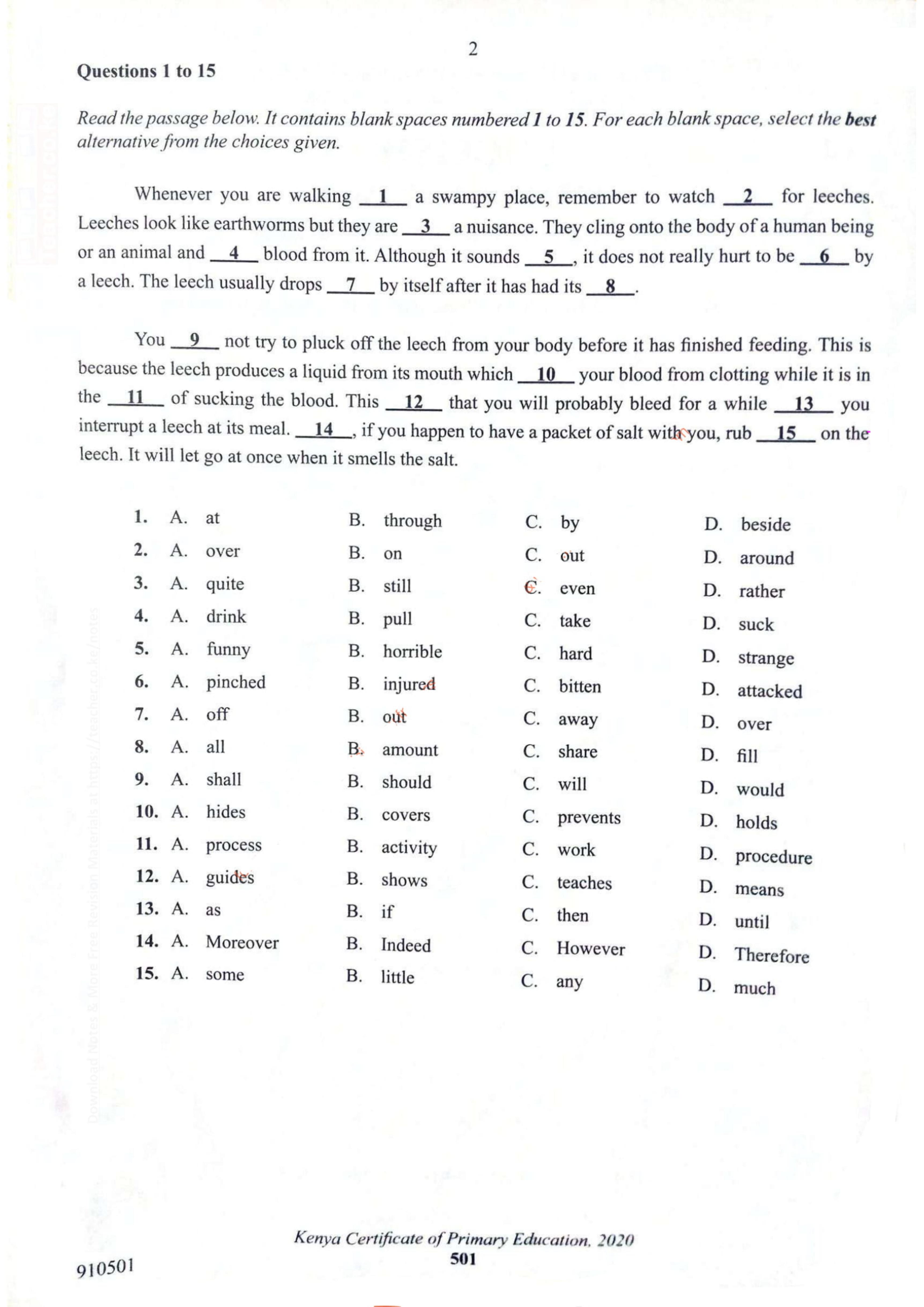 How to Use the Answer Sheet (2021) — page 2 of 8