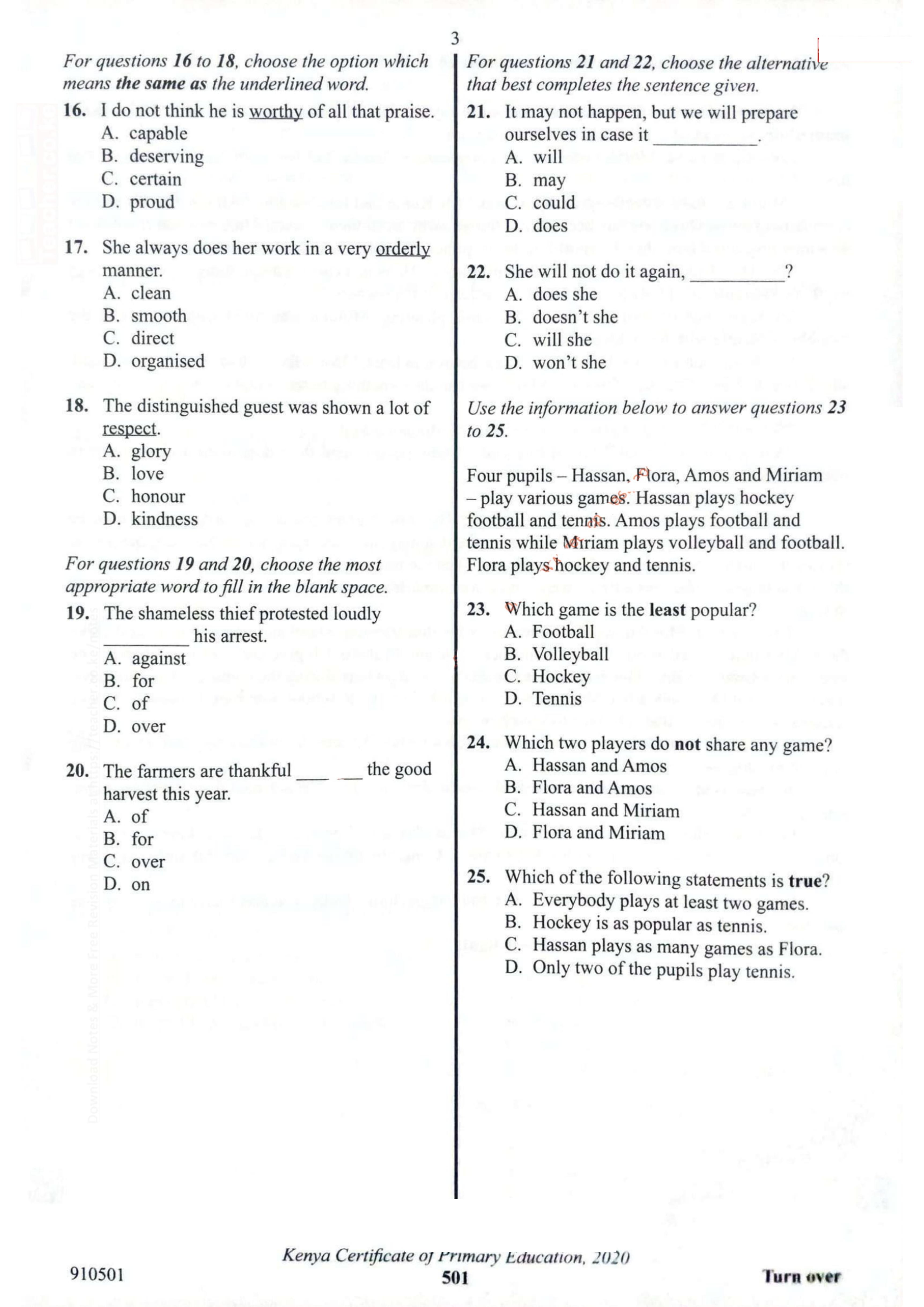 How to Use the Answer Sheet (2021) — page 3 of 8