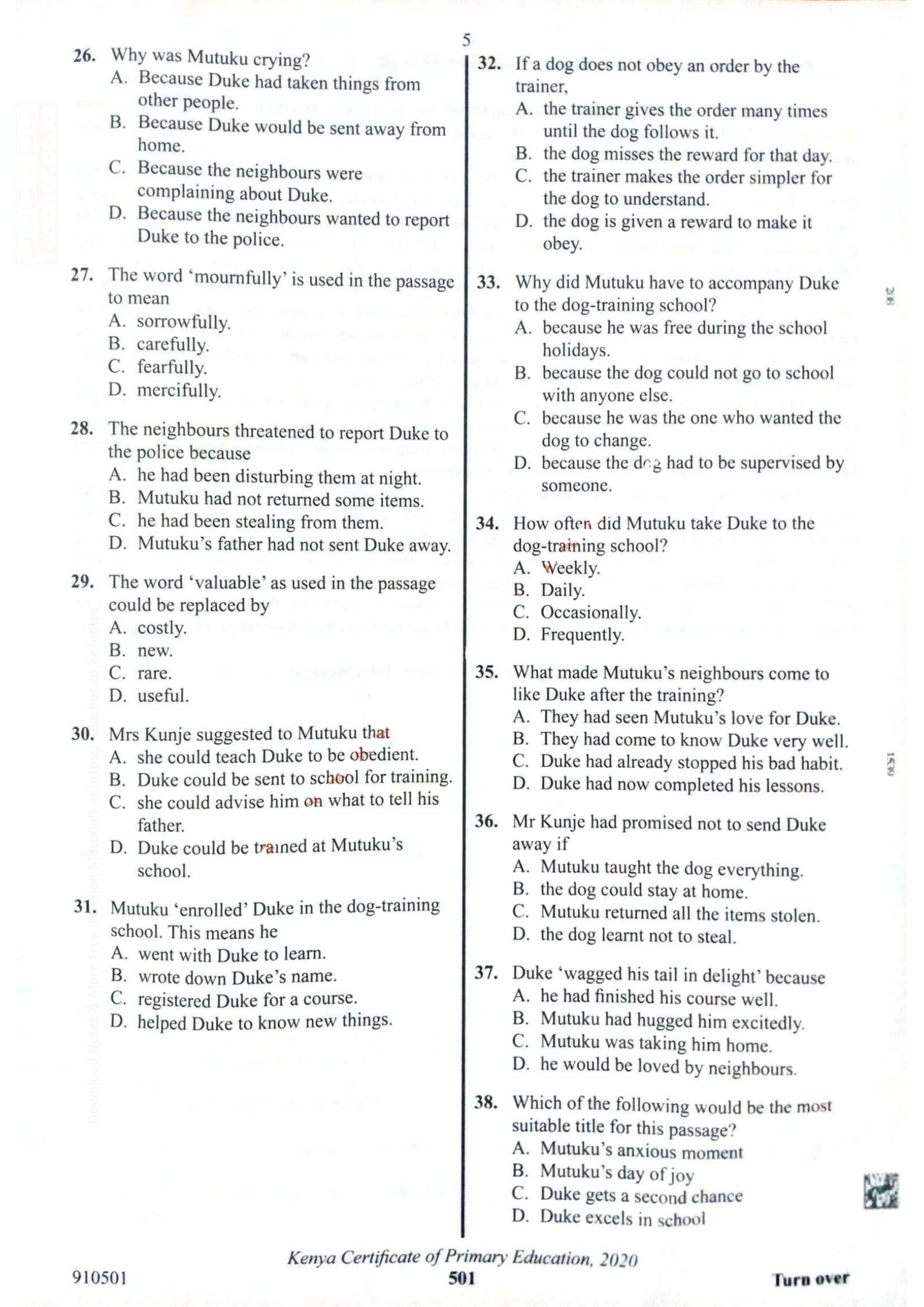How to Use the Answer Sheet (2021) — page 5 of 8