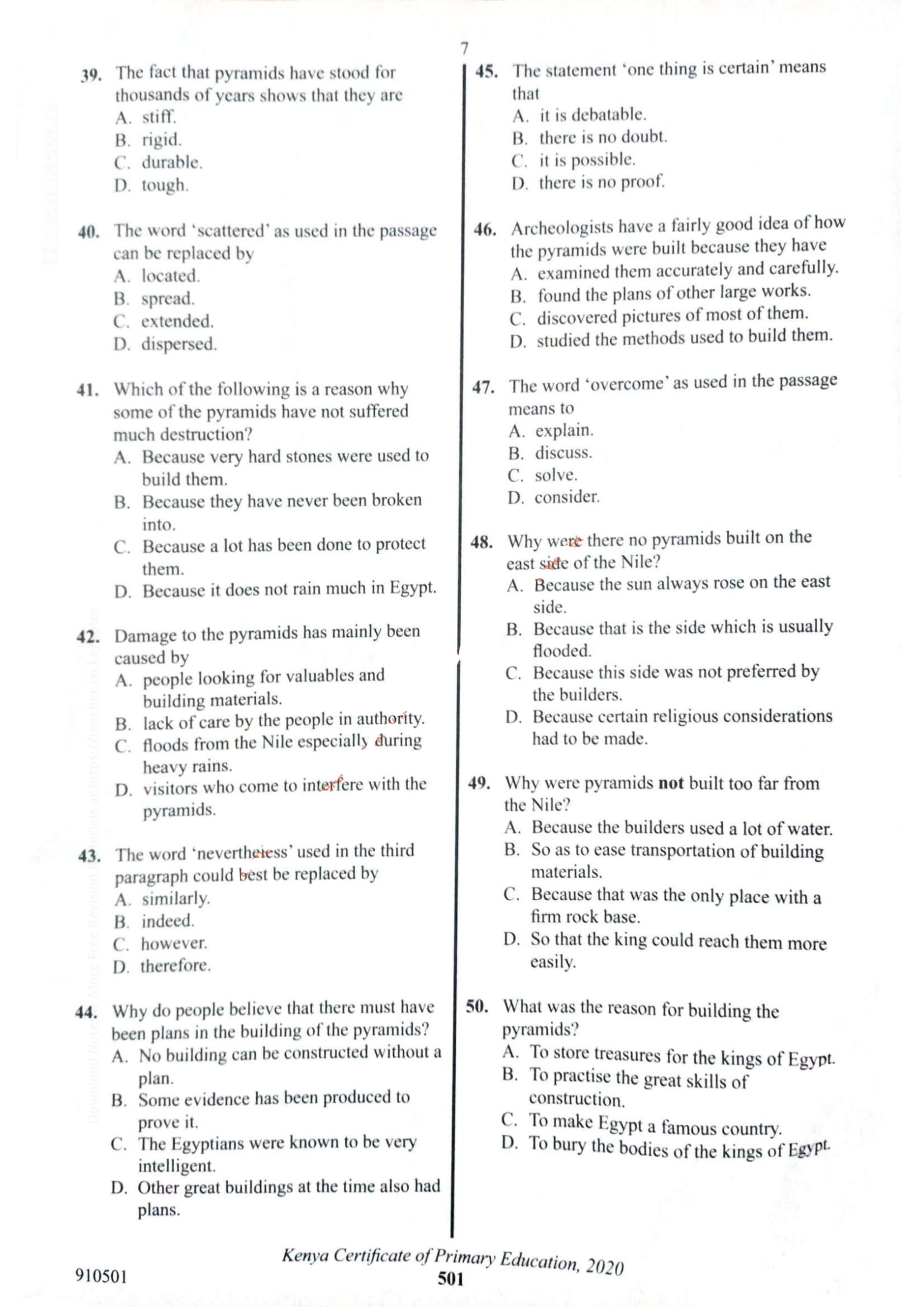 How to Use the Answer Sheet (2021) — page 7 of 8