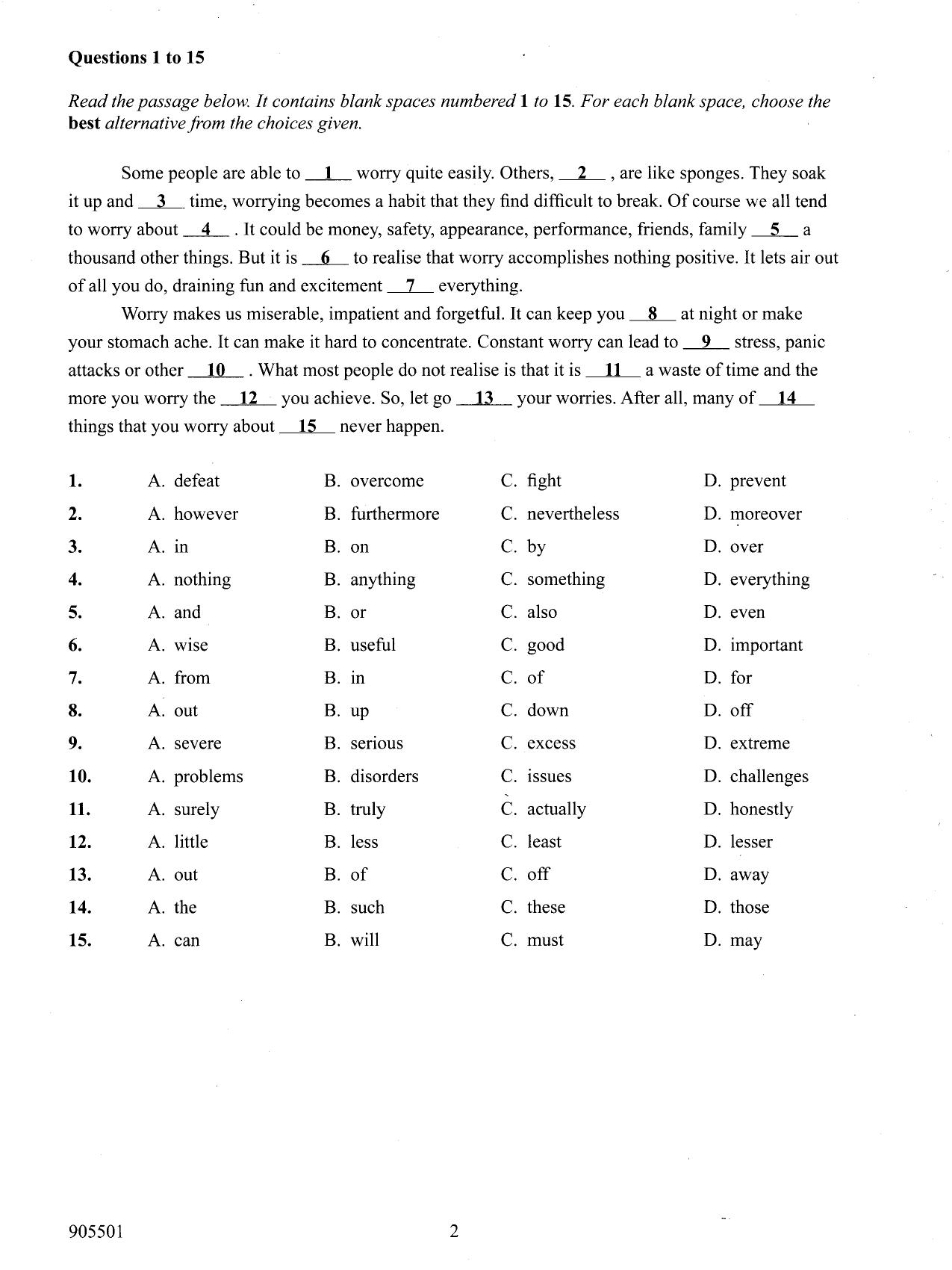 How to Use the Answer Sheet (2015) — page 2 of 7