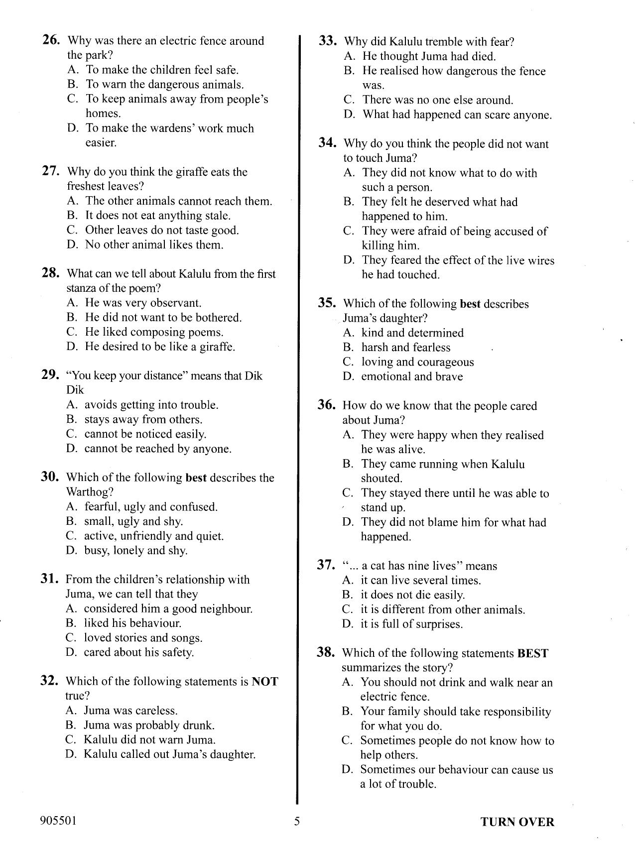 How to Use the Answer Sheet (2015) — page 5 of 7