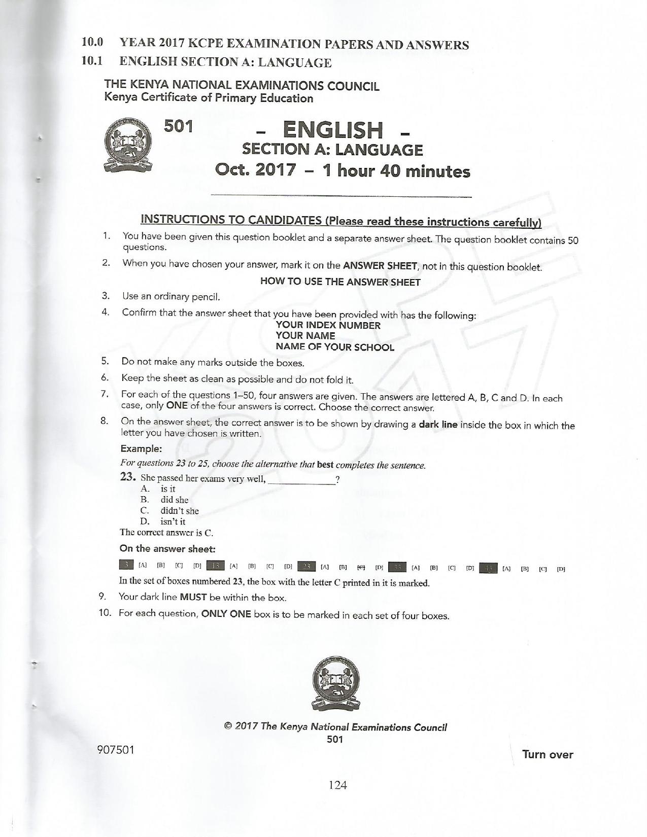10.1 English Section A Language (2017) — page 1 of 6