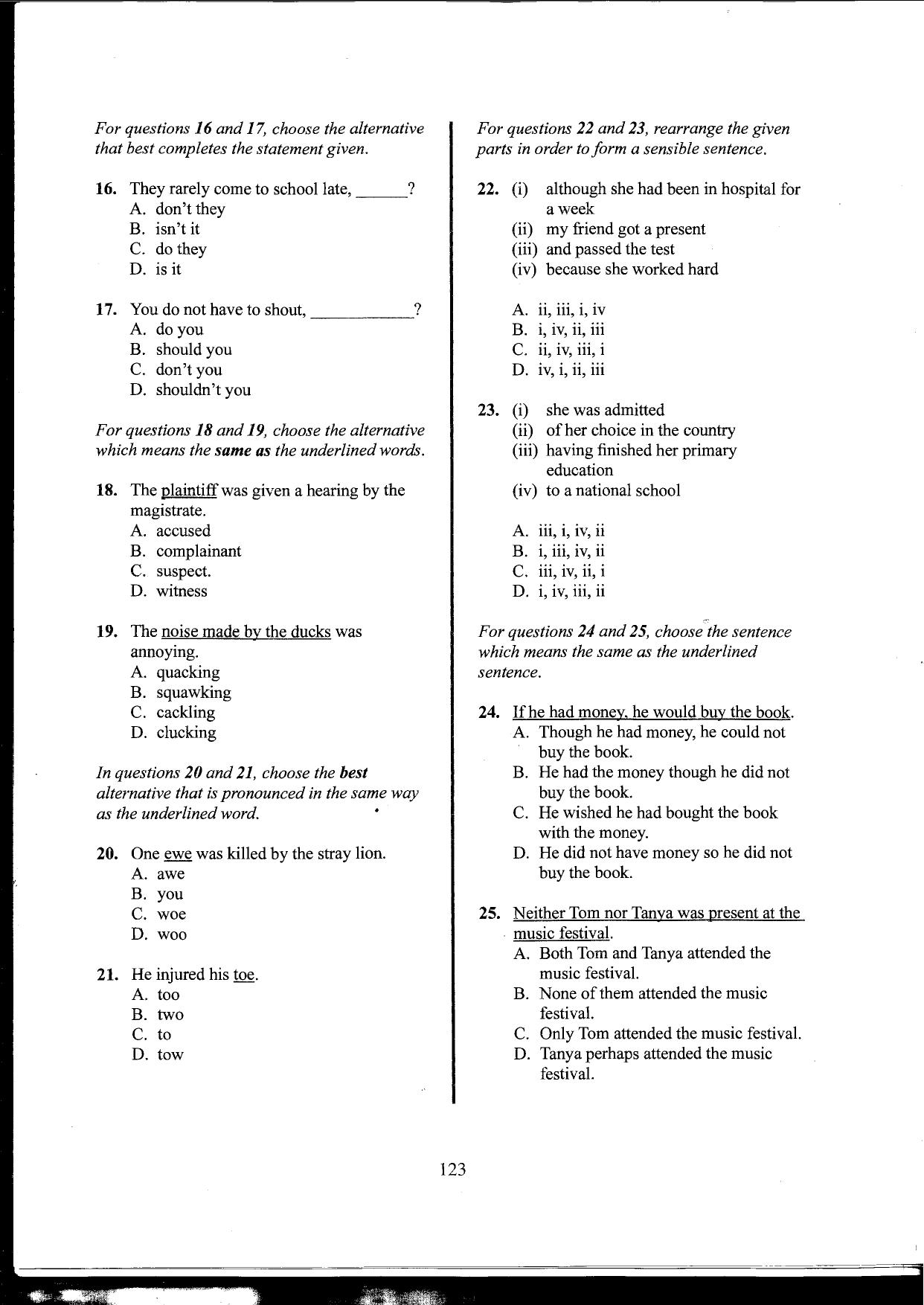 How to Use the Answer Sheet Provided (2016) — page 3 of 7