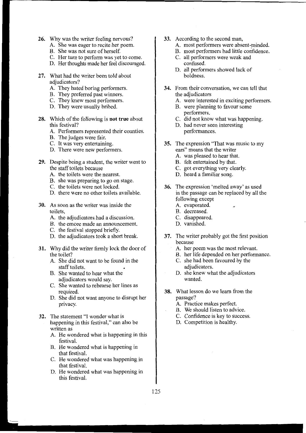 How to Use the Answer Sheet Provided (2016) — page 5 of 7