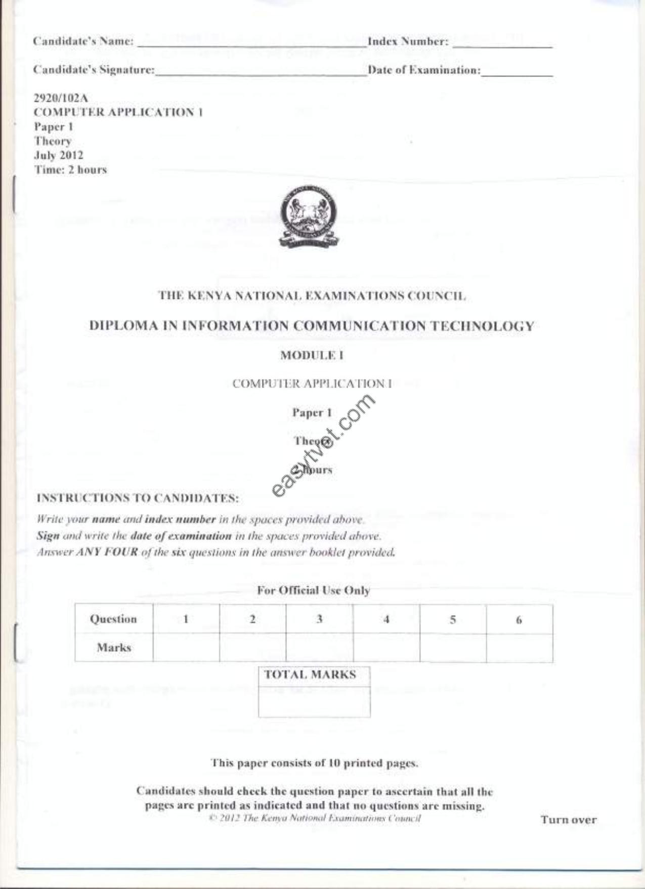 Computer Application (2002) — page 1 of 10