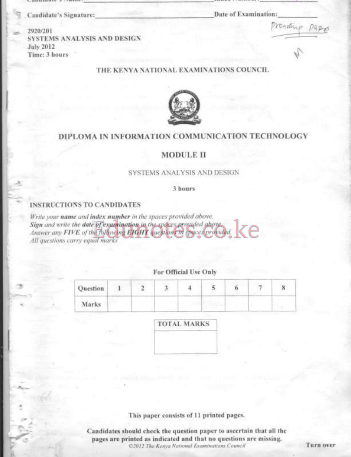 Systems Analysis and Design (2012) — page 1 of 11