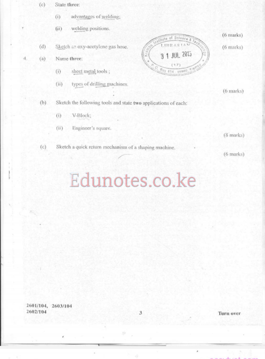 Engineering Drawing, Materials, Processes and Worisshop Technology (2015) — page 3 of 6